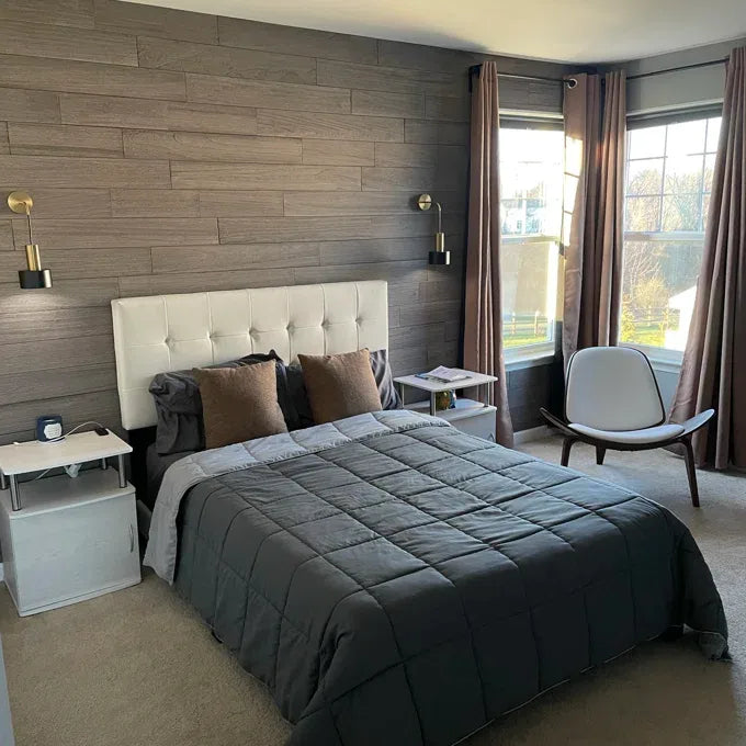 Customer Spotlight: A Dreamy Bedroom Accent Wall with Peel and Stick Planks!