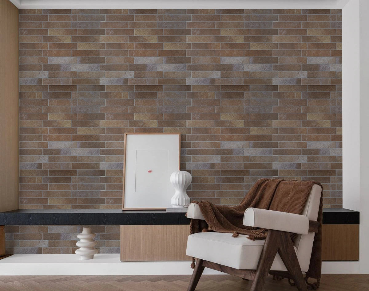 COLAMO Elongated Subway Tiles Peel & Stick Backsplash, Terracotta, Rusty Brown