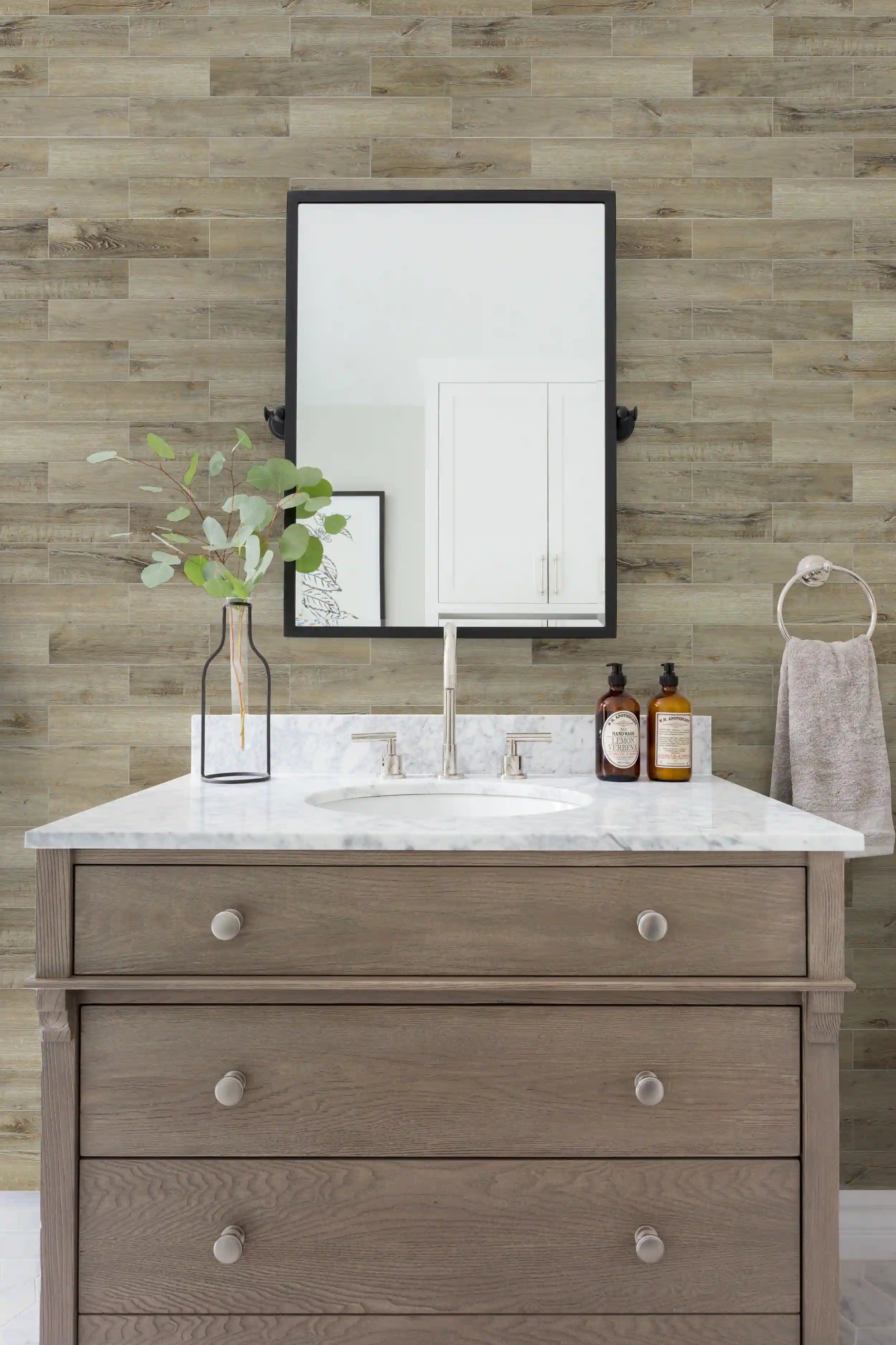 COLAMO Oak Weathered Wood Look Tiles Waterproof Thick Rigid Peel and Stick Backsplashes