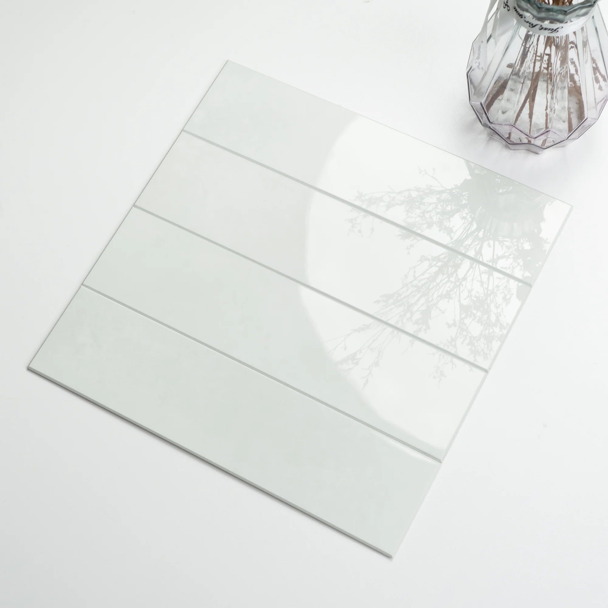 COLAMO Crystal Glossy White Peel and Stick Backsplash Subway Tile