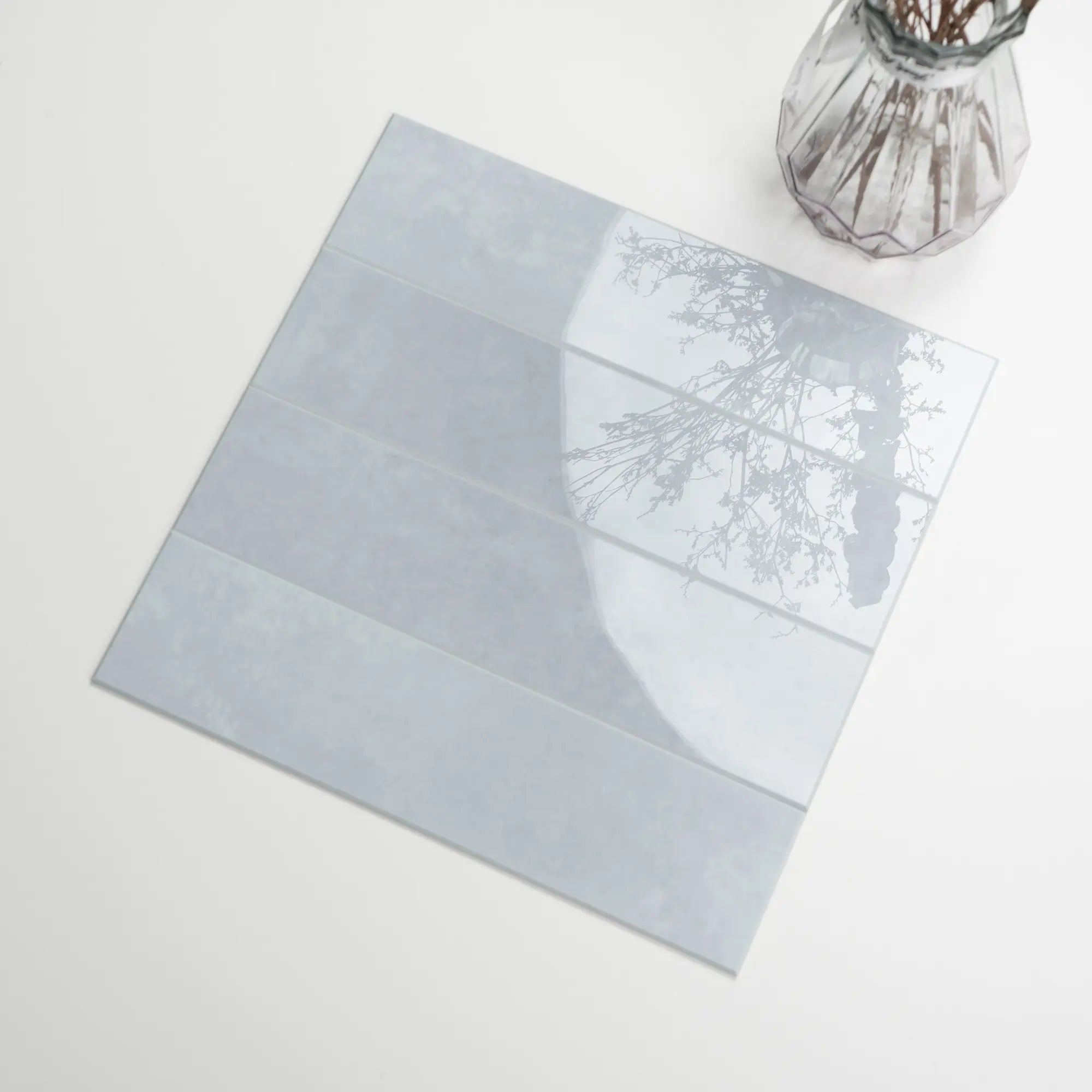 COLAMO Crystal Glossy Gray Peel and Stick Backsplash Subway Tile
