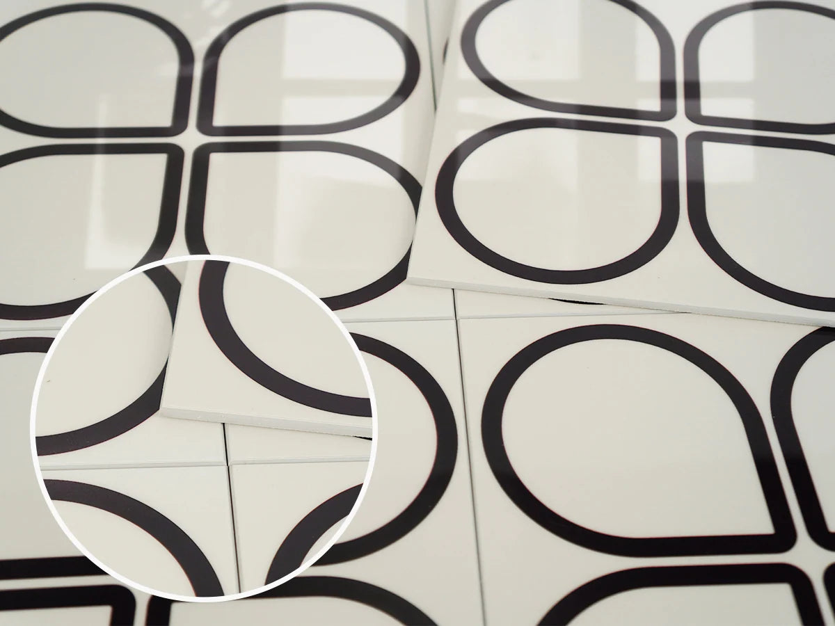 COLAMO Peel and Stick Rigid Thick Graphic Patterned Tile for Wall Self Adhesive White and Black Backsplash for Kitchen