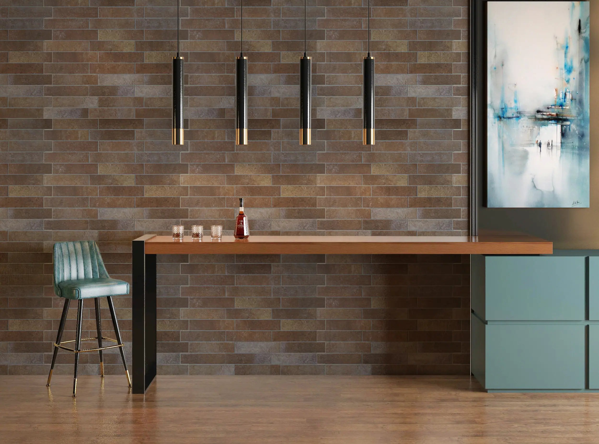 COLAMO Elongated Subway Tiles Peel & Stick Backsplash, Terracotta, Rusty Brown