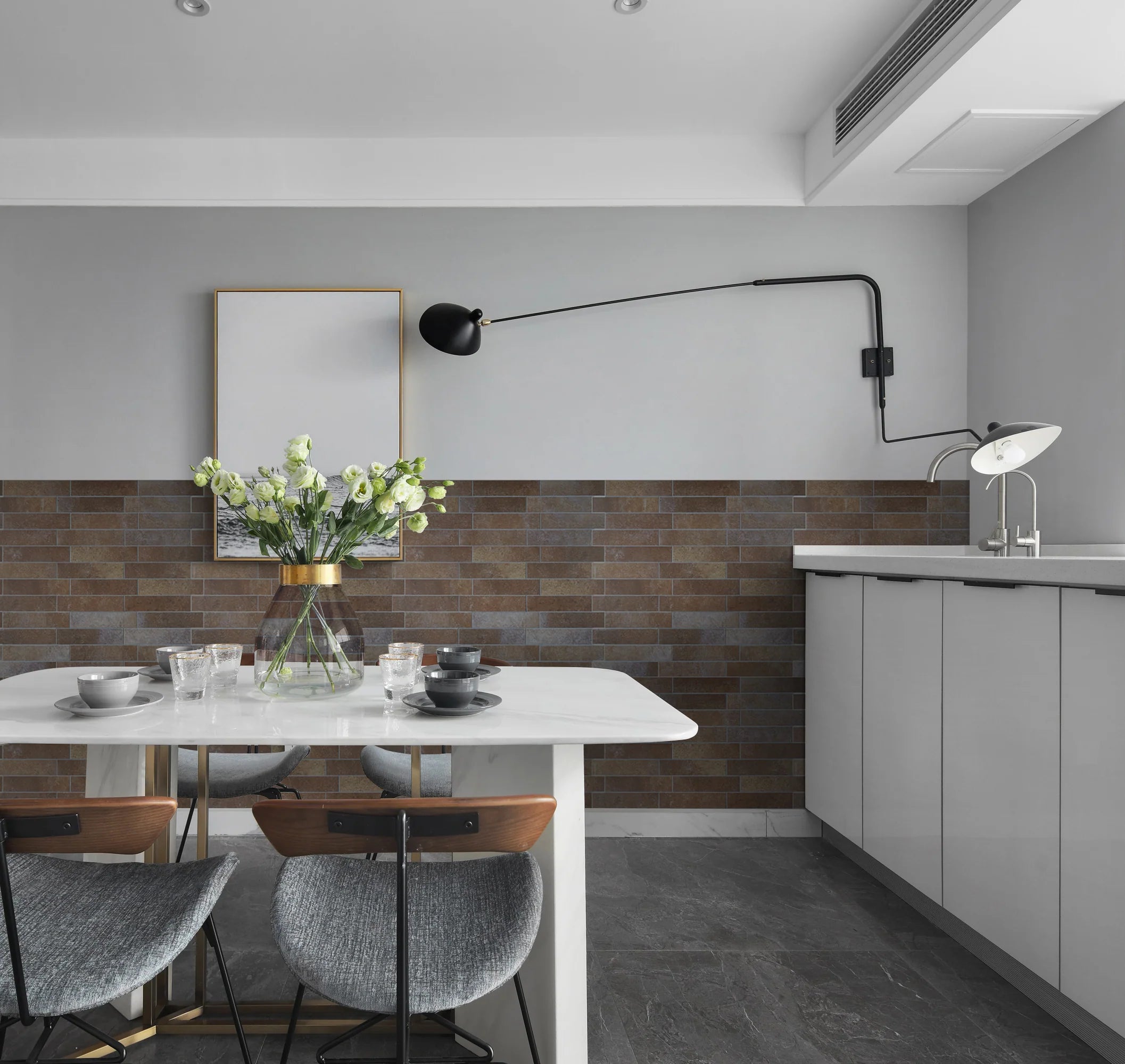 COLAMO Elongated Subway Tiles Peel & Stick Backsplash, Terracotta, Rusty Brown