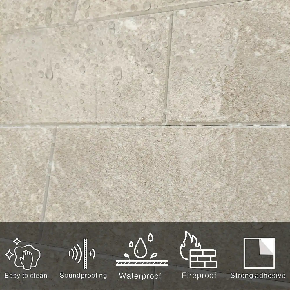 COLAMO Protector contra salpicaduras de vinilo para azulejos tipo metro, color beige, imitación piedra