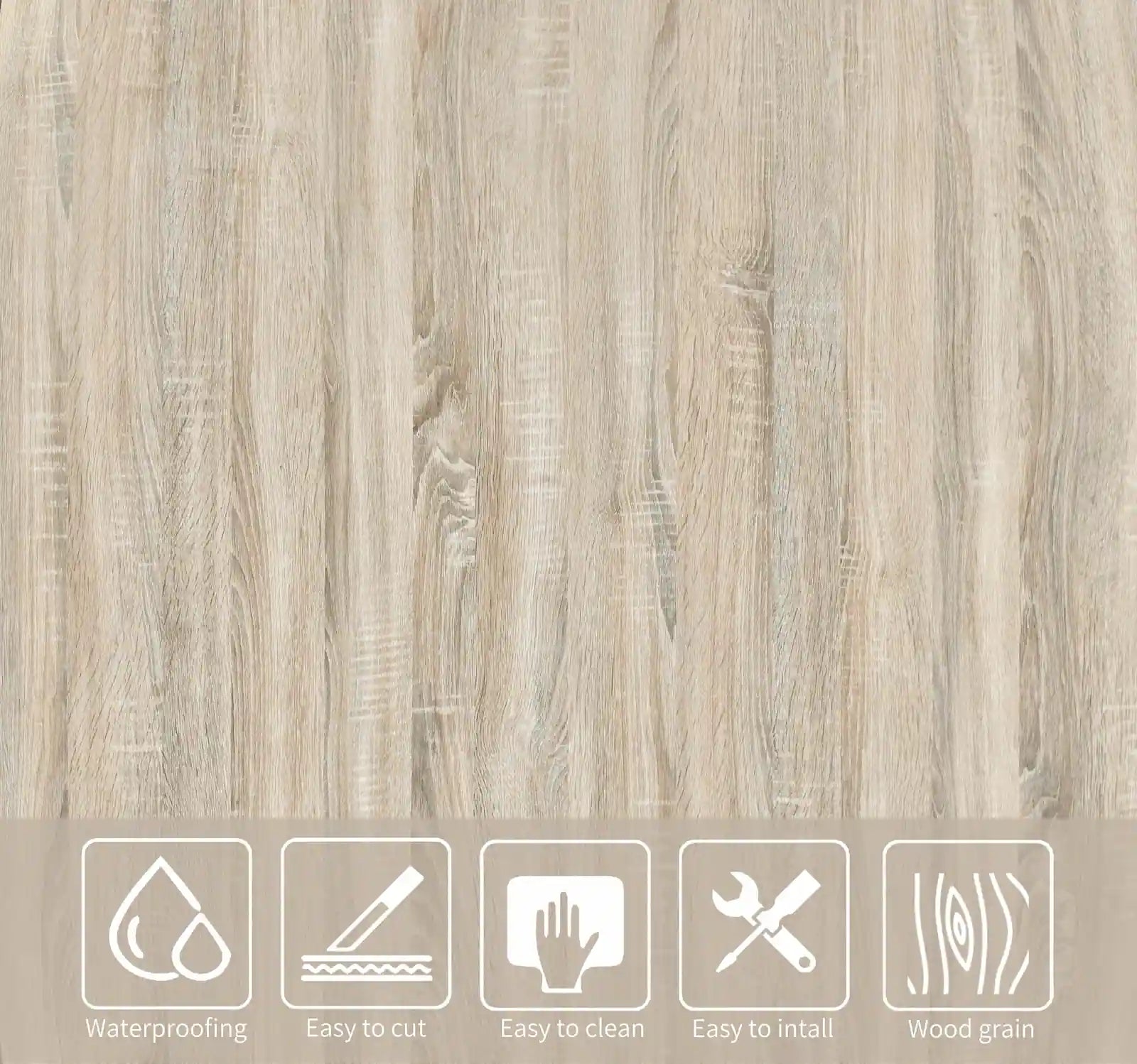 COLAMO Greige Oak Wood Look Tiles - 3D Textured Peel and Stick Backsplash