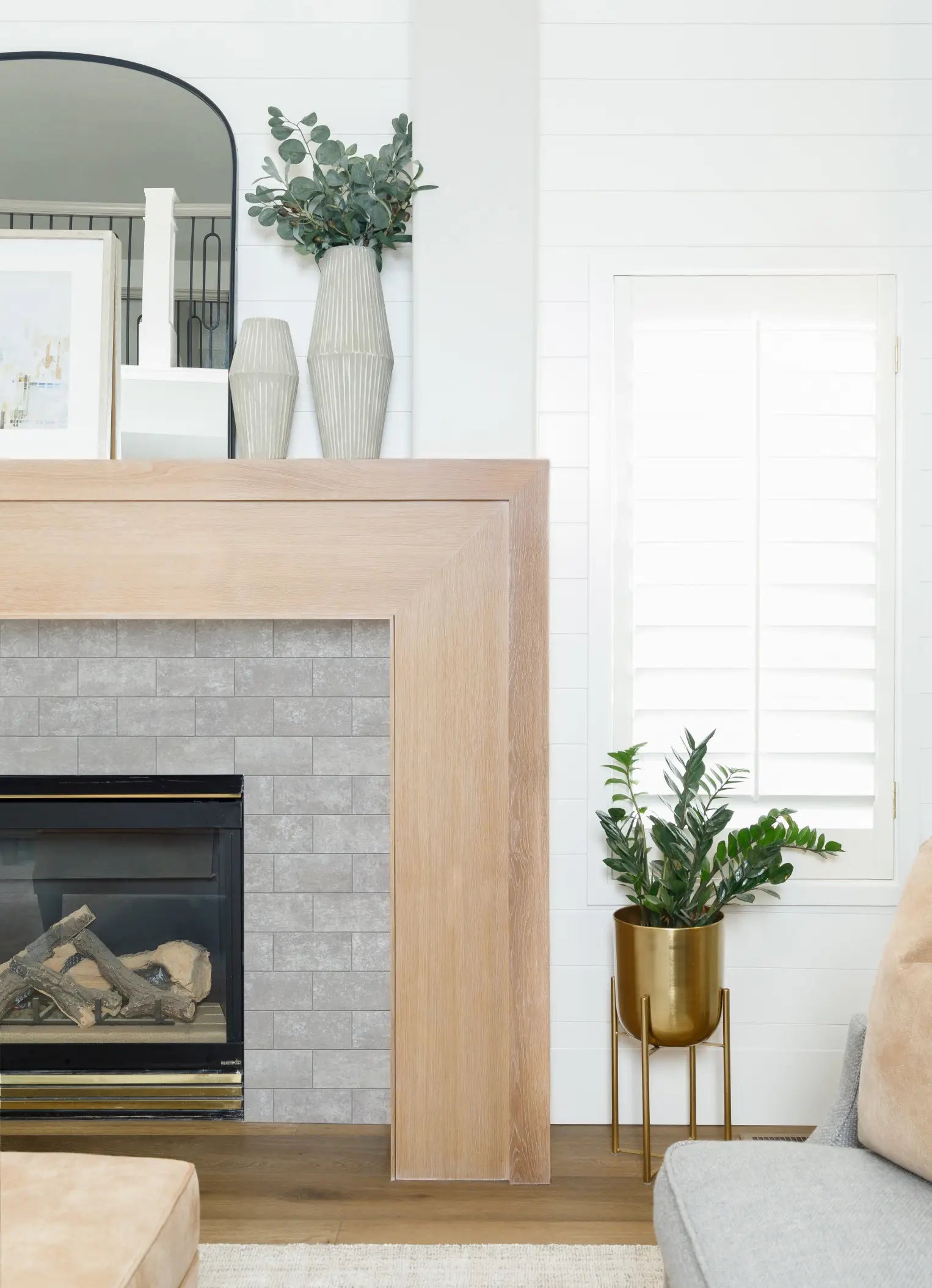 Stone Gray Fireplace peel and stick tiles