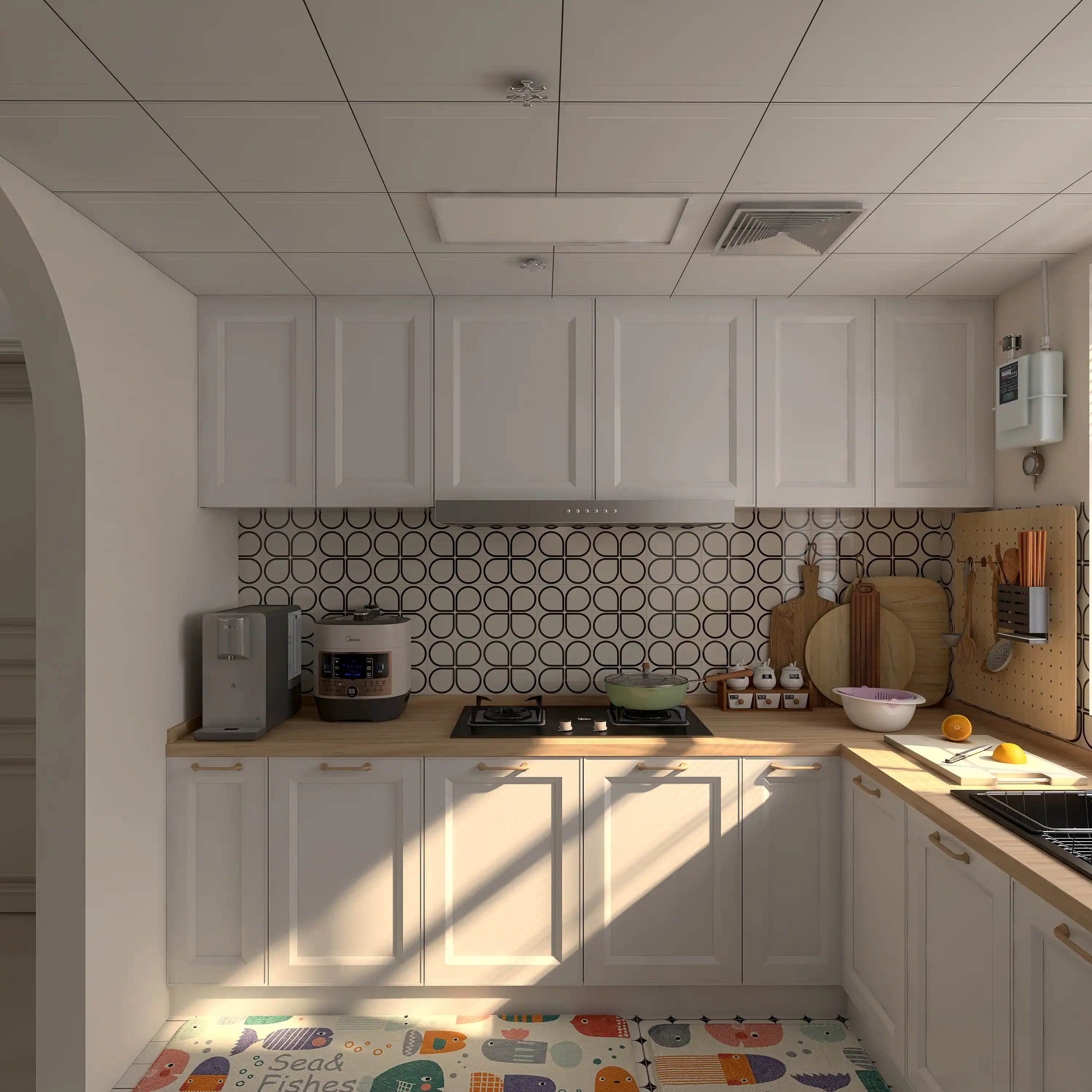 COLAMO Peel and Stick Rigid Thick Graphic Patterned Tile for Wall Self Adhesive White and Black Backsplash for Kitchen