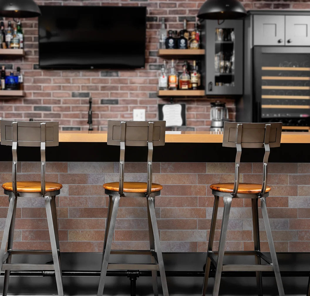 COLAMO Elongated Subway Tiles Peel & Stick Backsplash, Terracotta, Rusty Brown