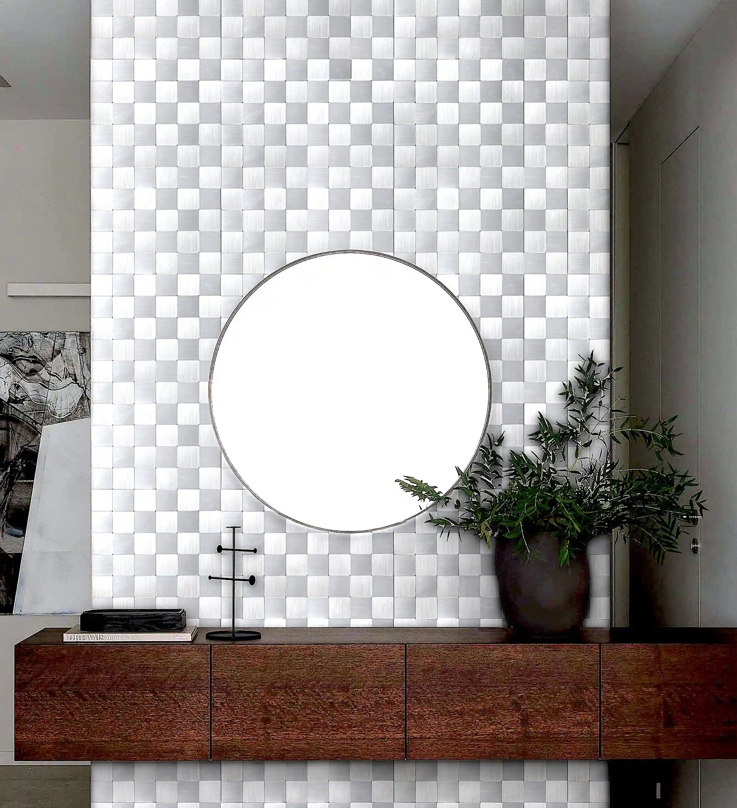 Peel and Stick Square Stainless Steel Tiles Backsplash 12" x 12"