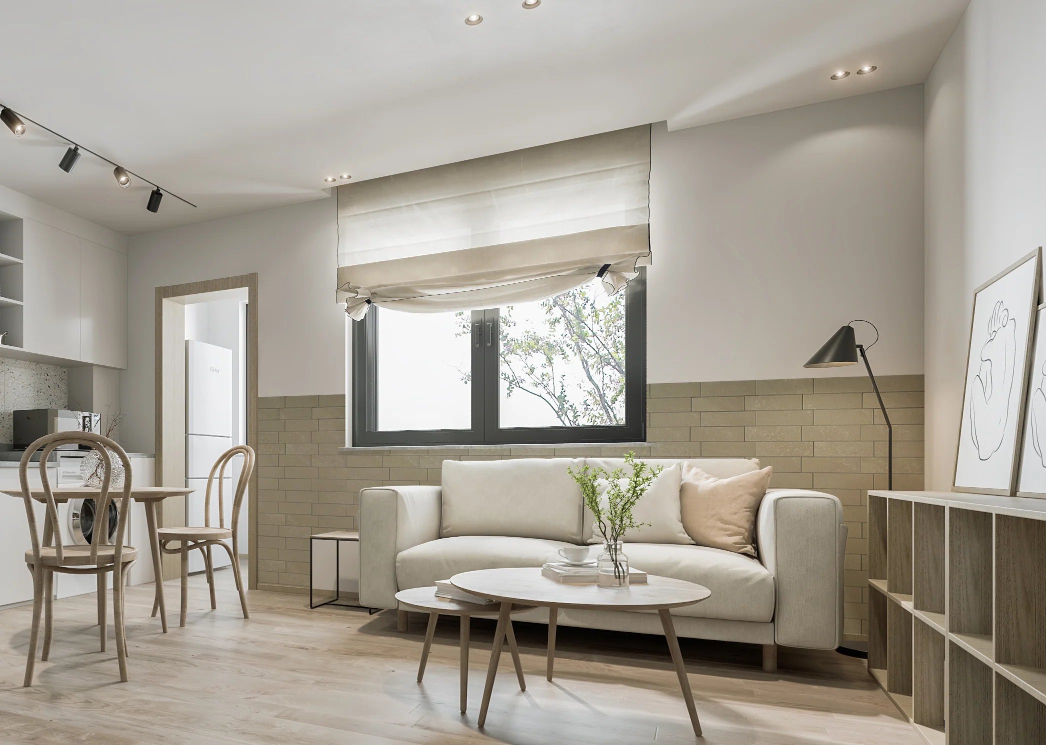 Azulejos alargados tipo metro COLAMO para despegar y pegar, color beige piedra caliza