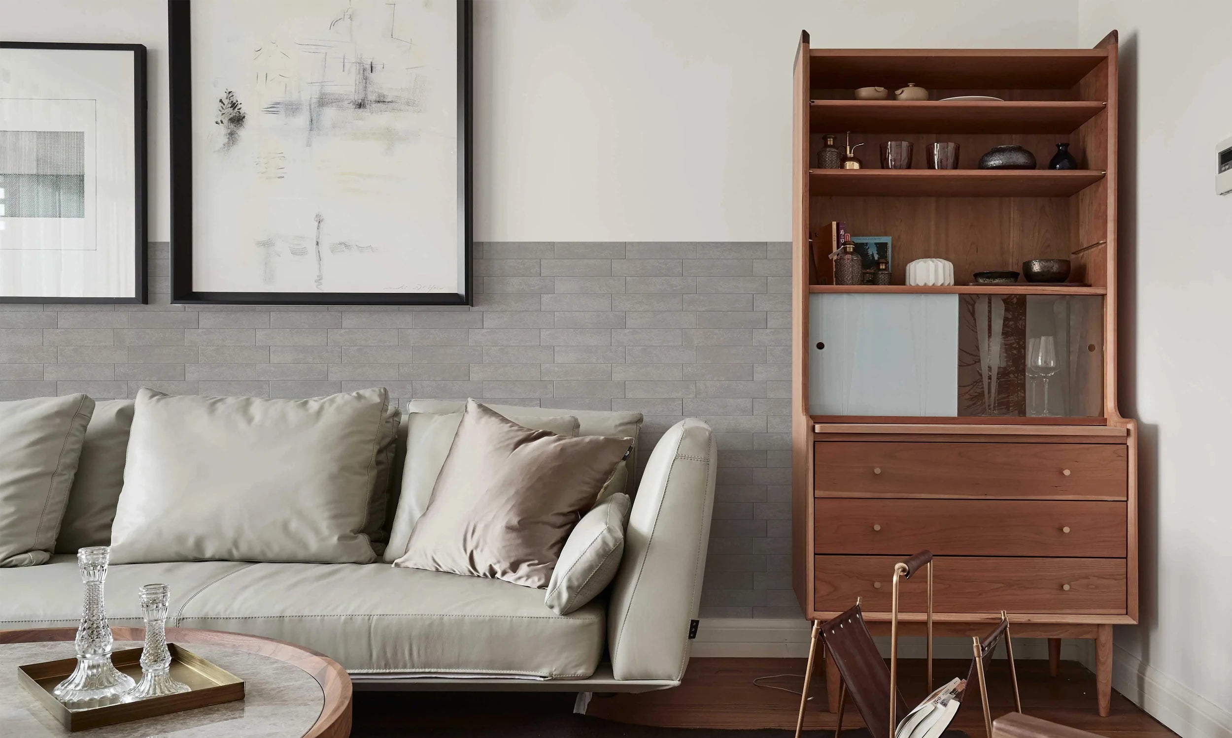 COLAMO Elongated Subway Tiles Peel & Stick Backsplash, Stone Gray