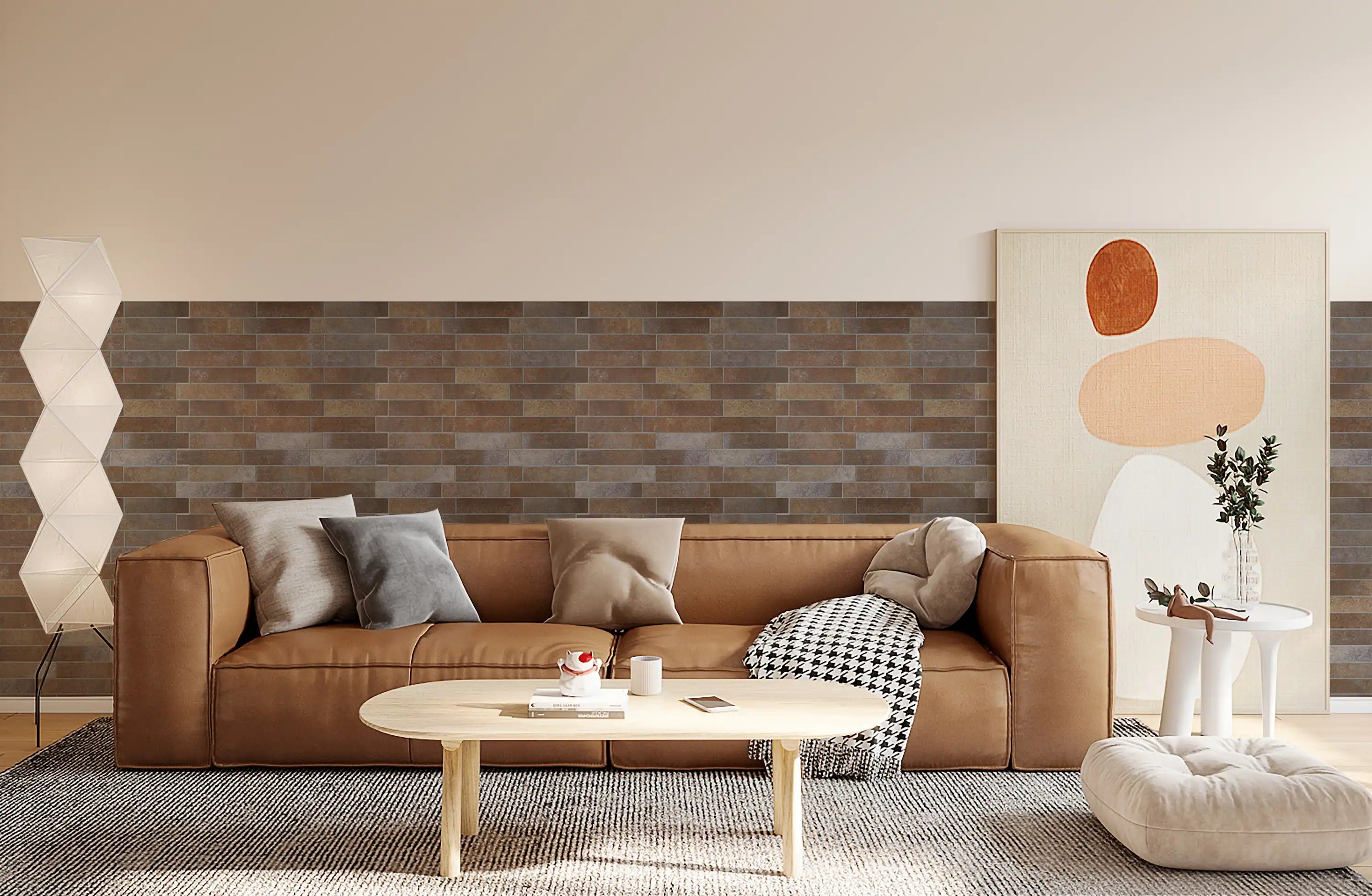 COLAMO Elongated Subway Tiles Peel & Stick Backsplash, Terracotta, Rusty Brown