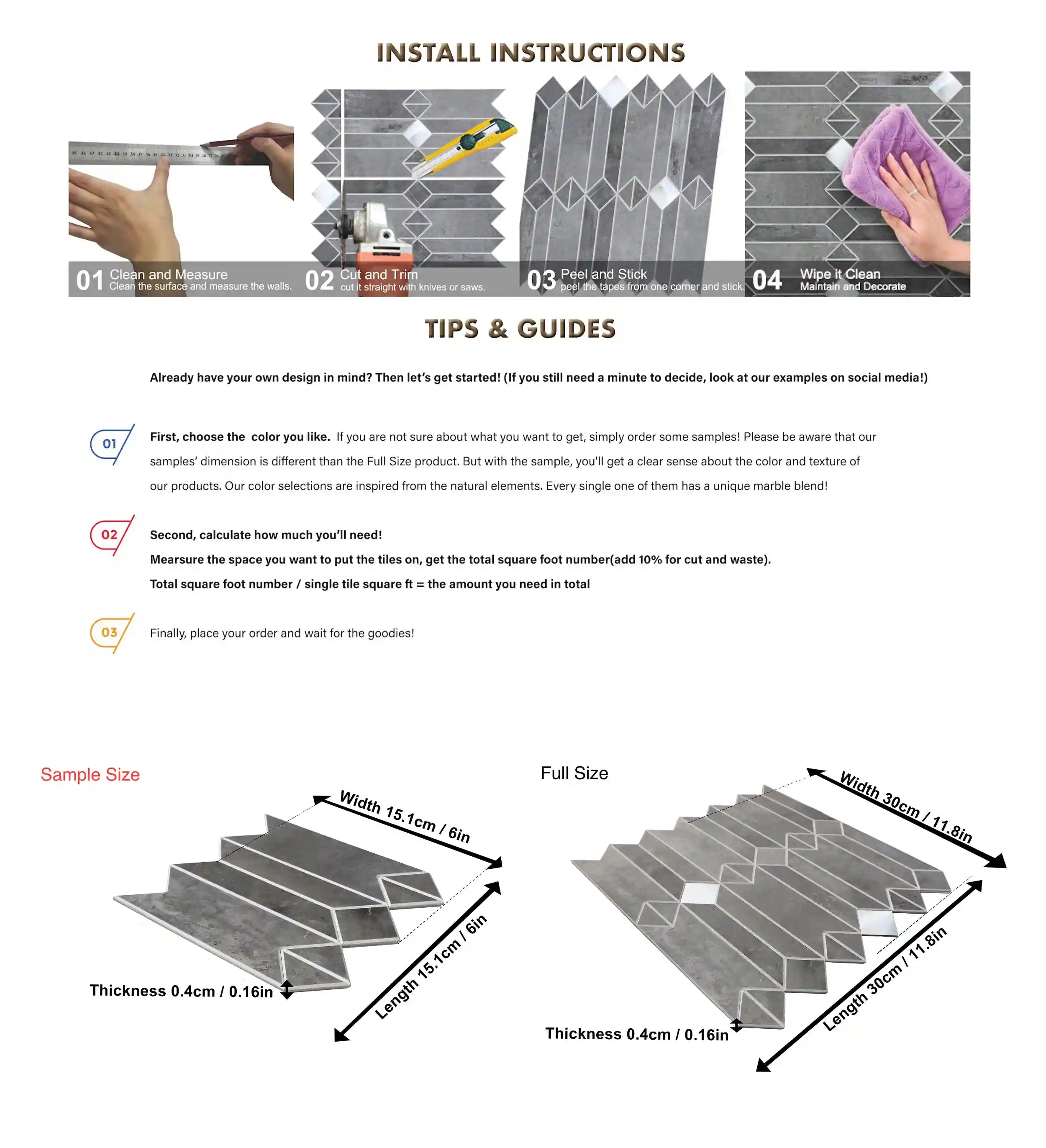 Simple Geometry Peel and Stick DIY Wall Panels, Backsplashes and Tiles, Orion Blue