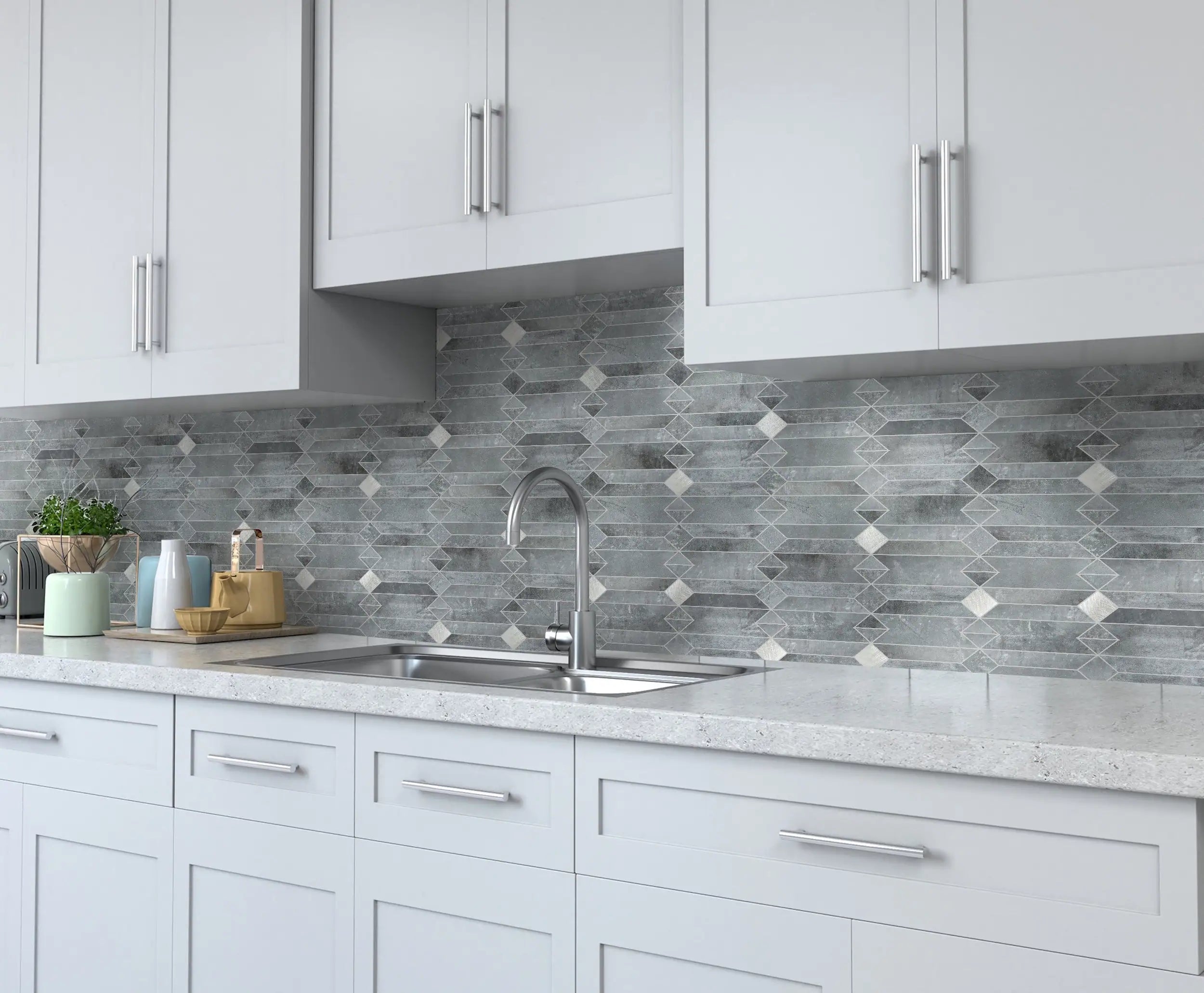 Simple Geometry Peel and Stick DIY Wall Panels, Backsplashes and Tiles, Orion Blue