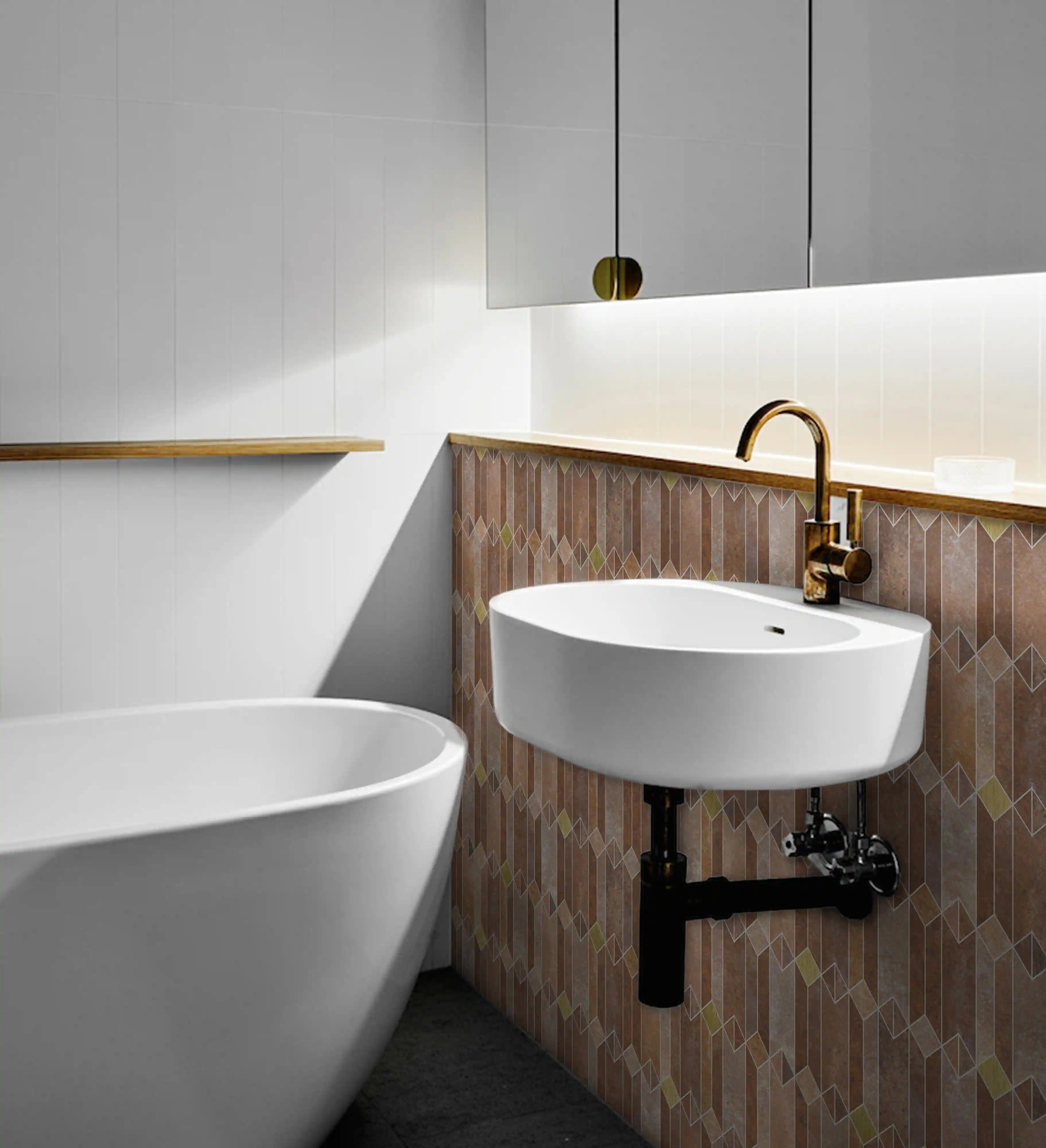 Panneaux muraux, dosserets et carreaux à coller, motif géométrique simple, bronze Vénus