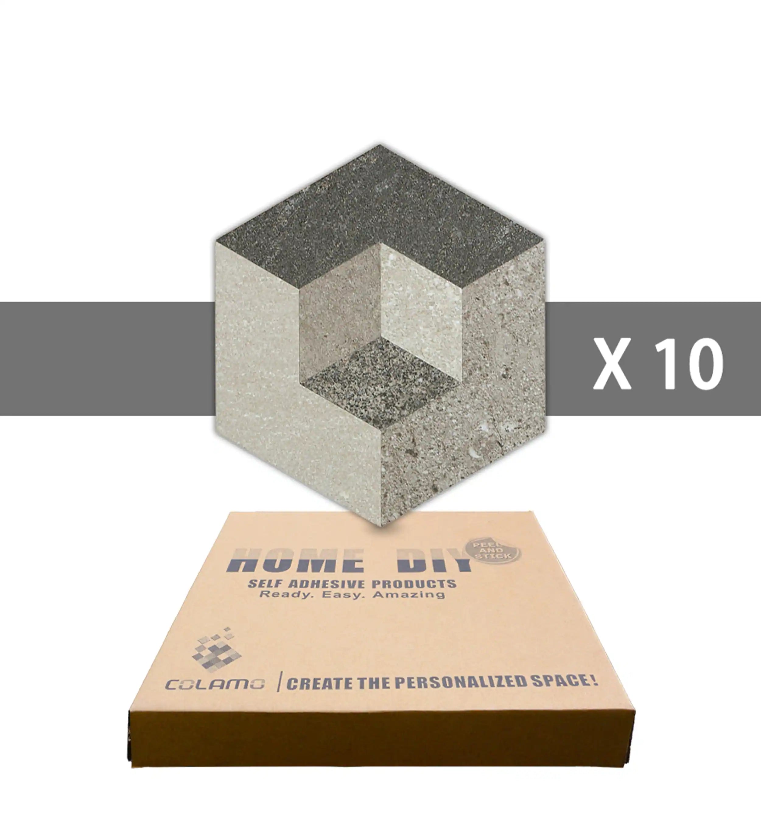 Illusion Peel and Stick Backsplash Hexagon Tiles, Earth Shadow