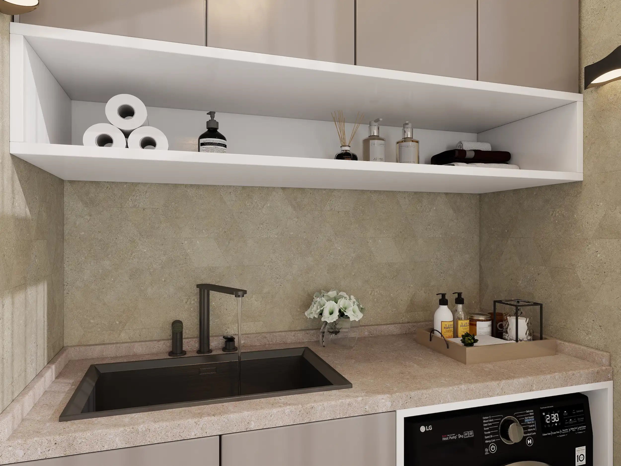 COLAMO Greige Terrazzo Diamond Tile Peel and Stick Backsplash & Accent Wall Tile