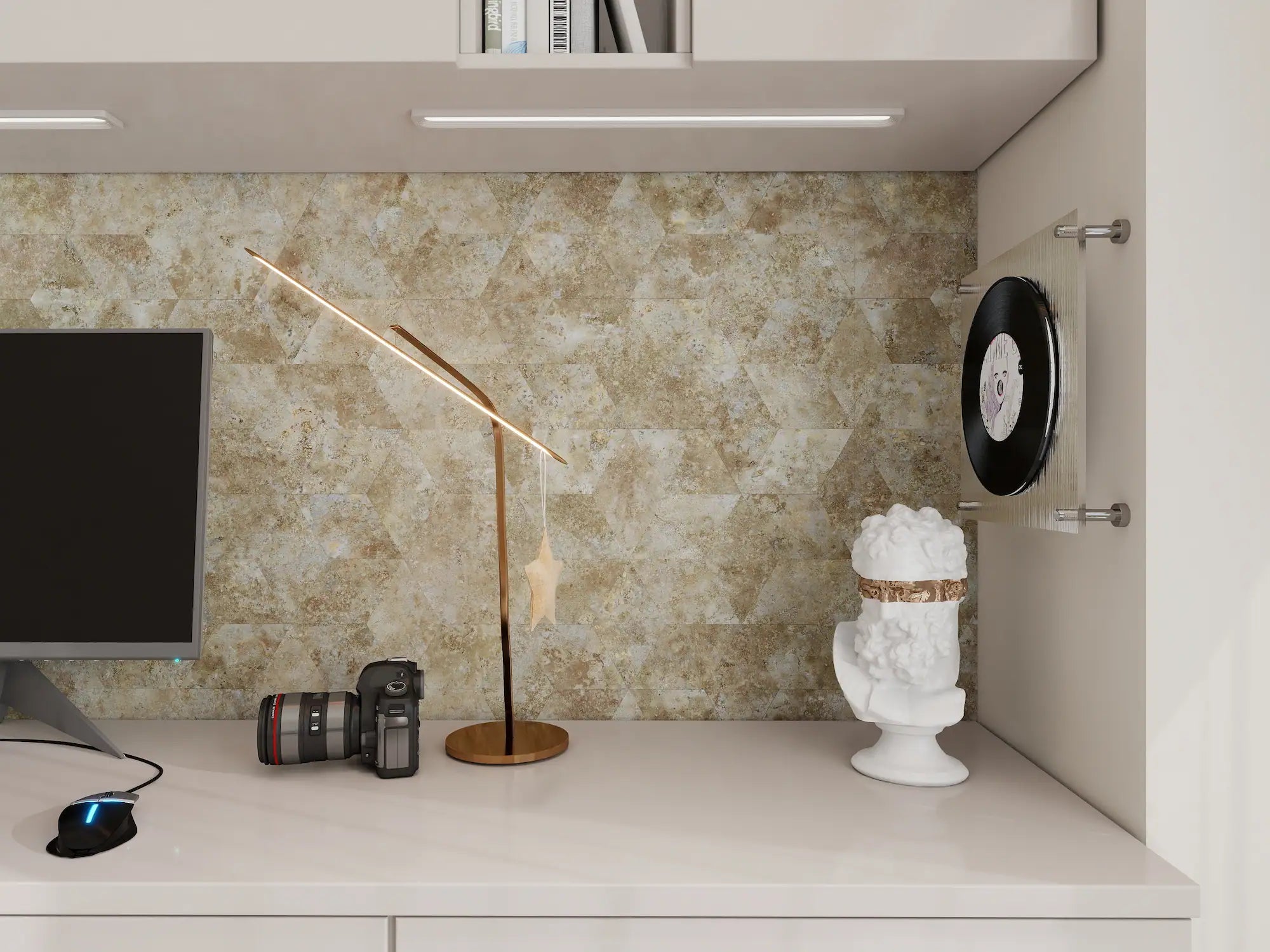 COLAMO Gold Travertine Diamond Tile Peel and Stick Backsplash & Accent Wall Tile