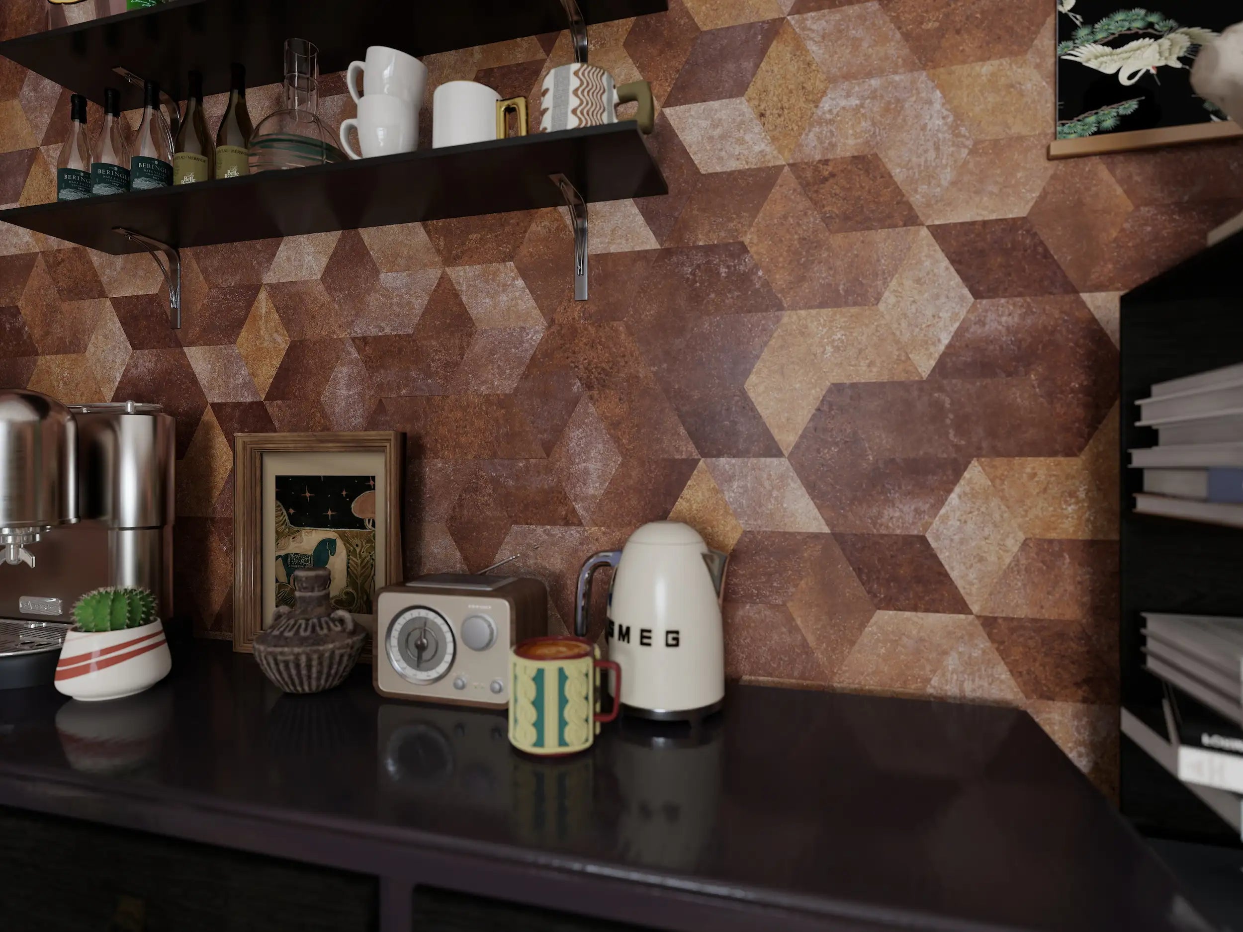 COLAMO Terracotta Diamond Tile Peel and Stick Backsplash & Accent Wall Tile