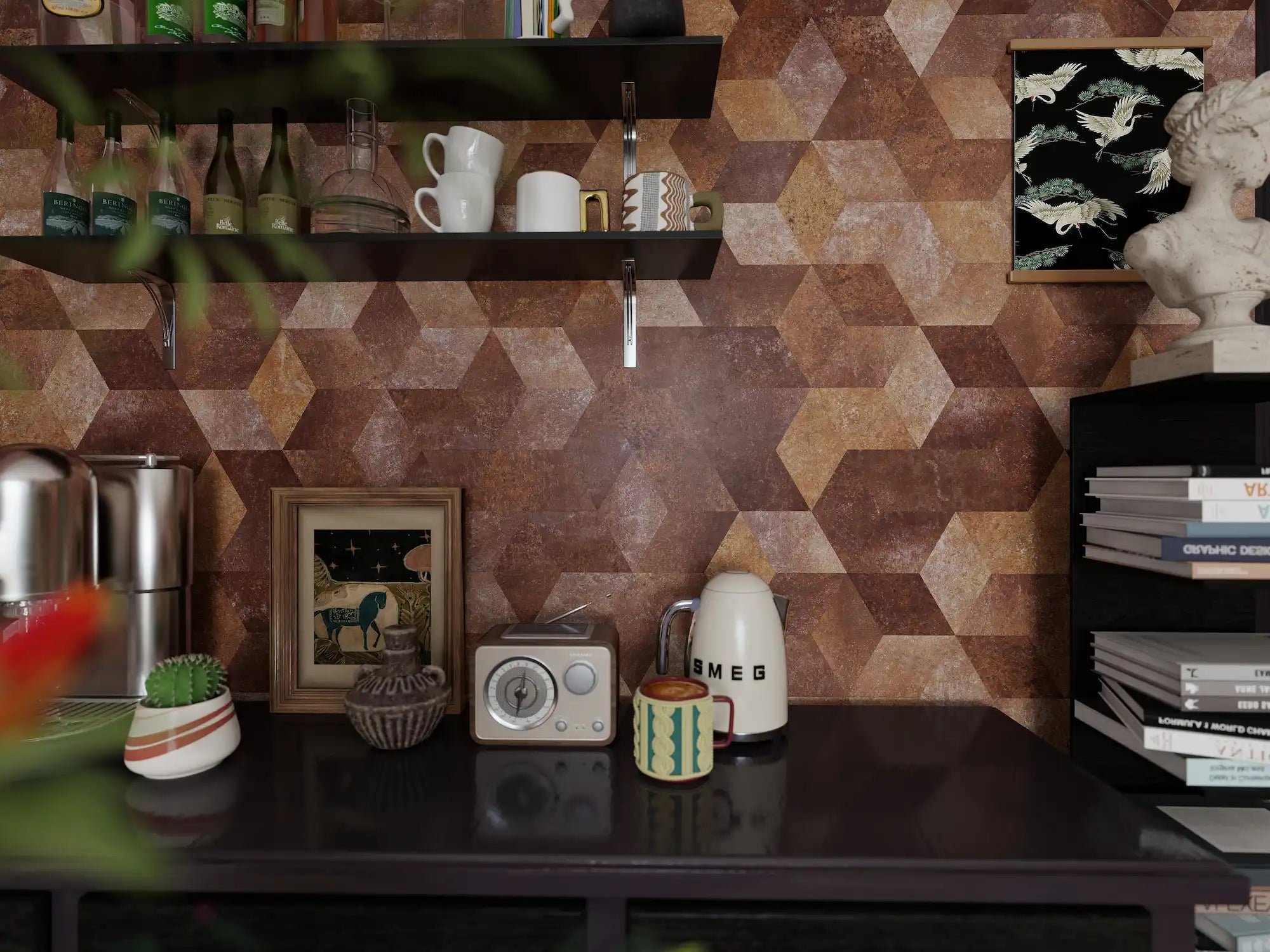 COLAMO Terracotta Diamond Tile Peel and Stick Backsplash & Accent Wall Tile