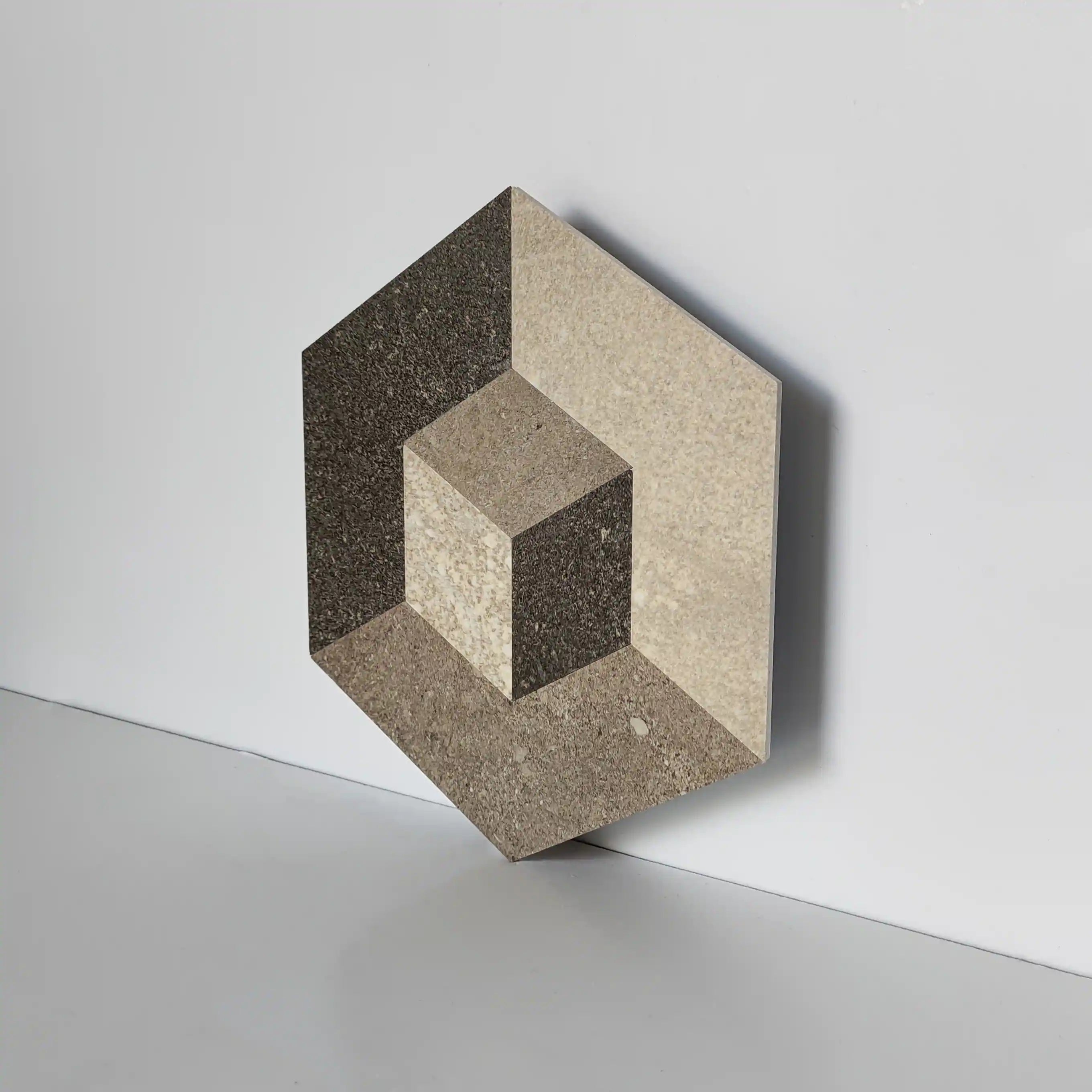 Illusion Peel and Stick Backsplash Hexagon Tiles, Earth Shadow