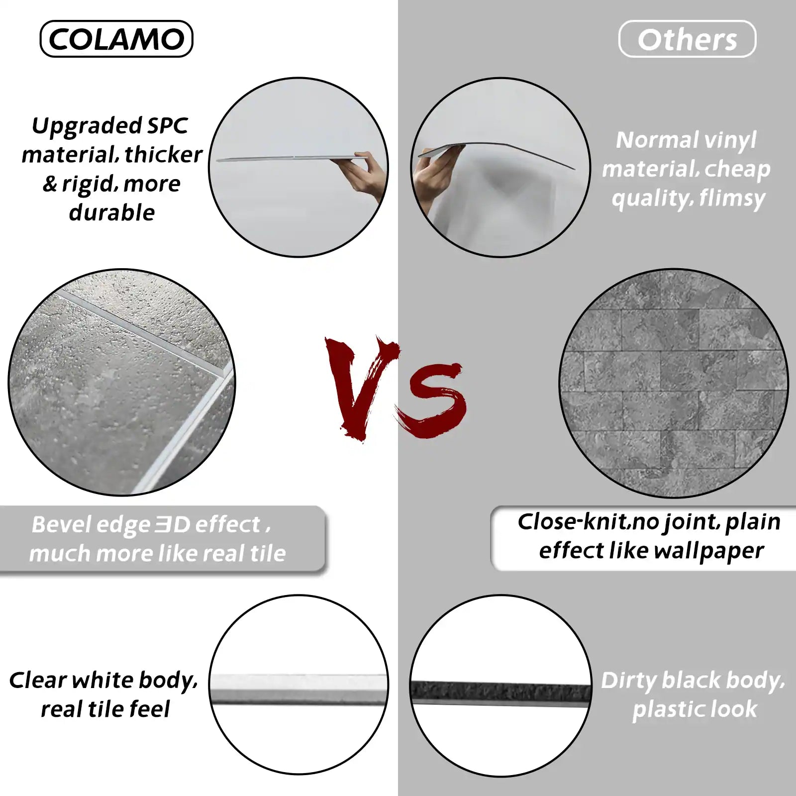 COLAMO Dark Gray Vinyl Concrete Look Peel and Stick Backsplash Industrial Subway Tiles