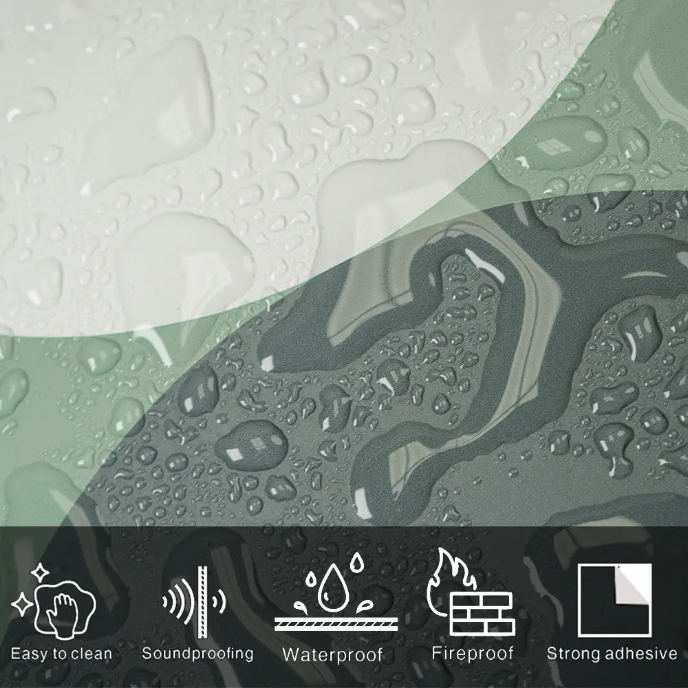 COLAMO Mid-Century Modern Green Geometric Peel and Stick Backsplash - Matte Retro Art Deco Tile