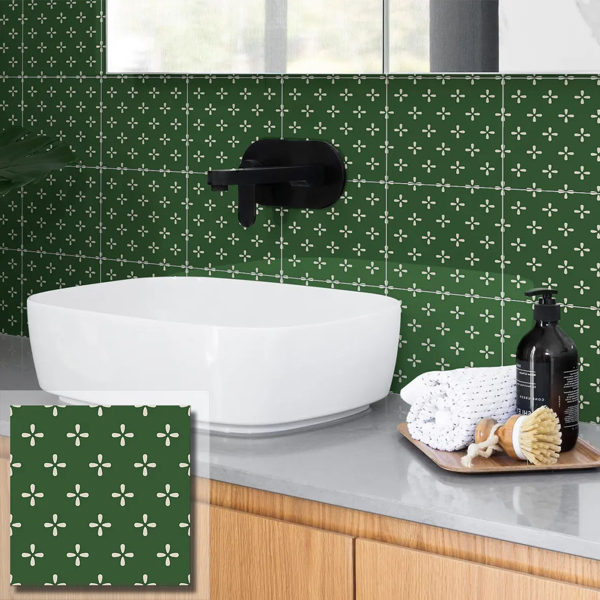 Crédence autocollante à motif de pois verts brillants COLAMO