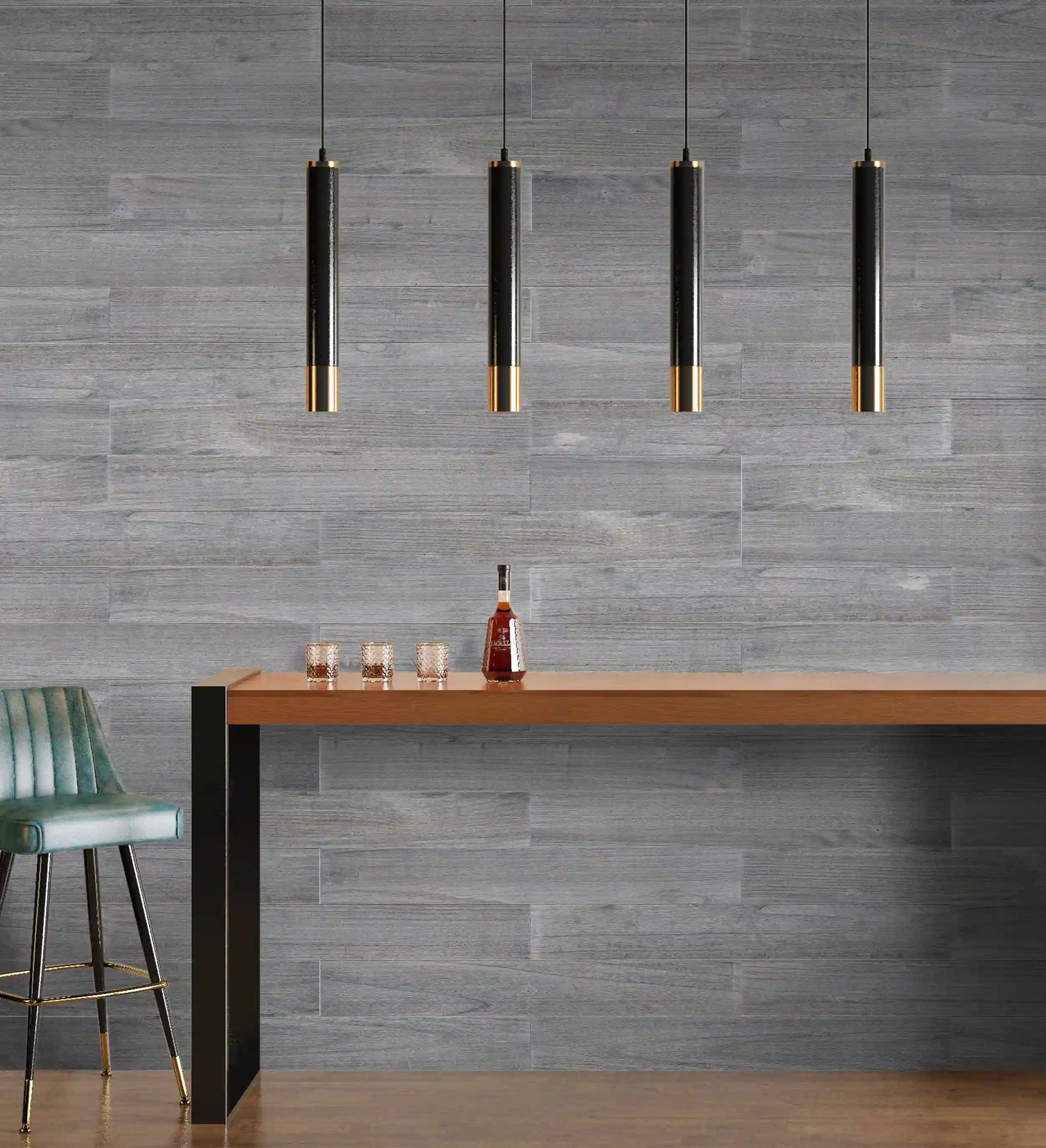 COLAMO Tablones de pared de madera de Paulownia para despegar y pegar, color gris oscuro