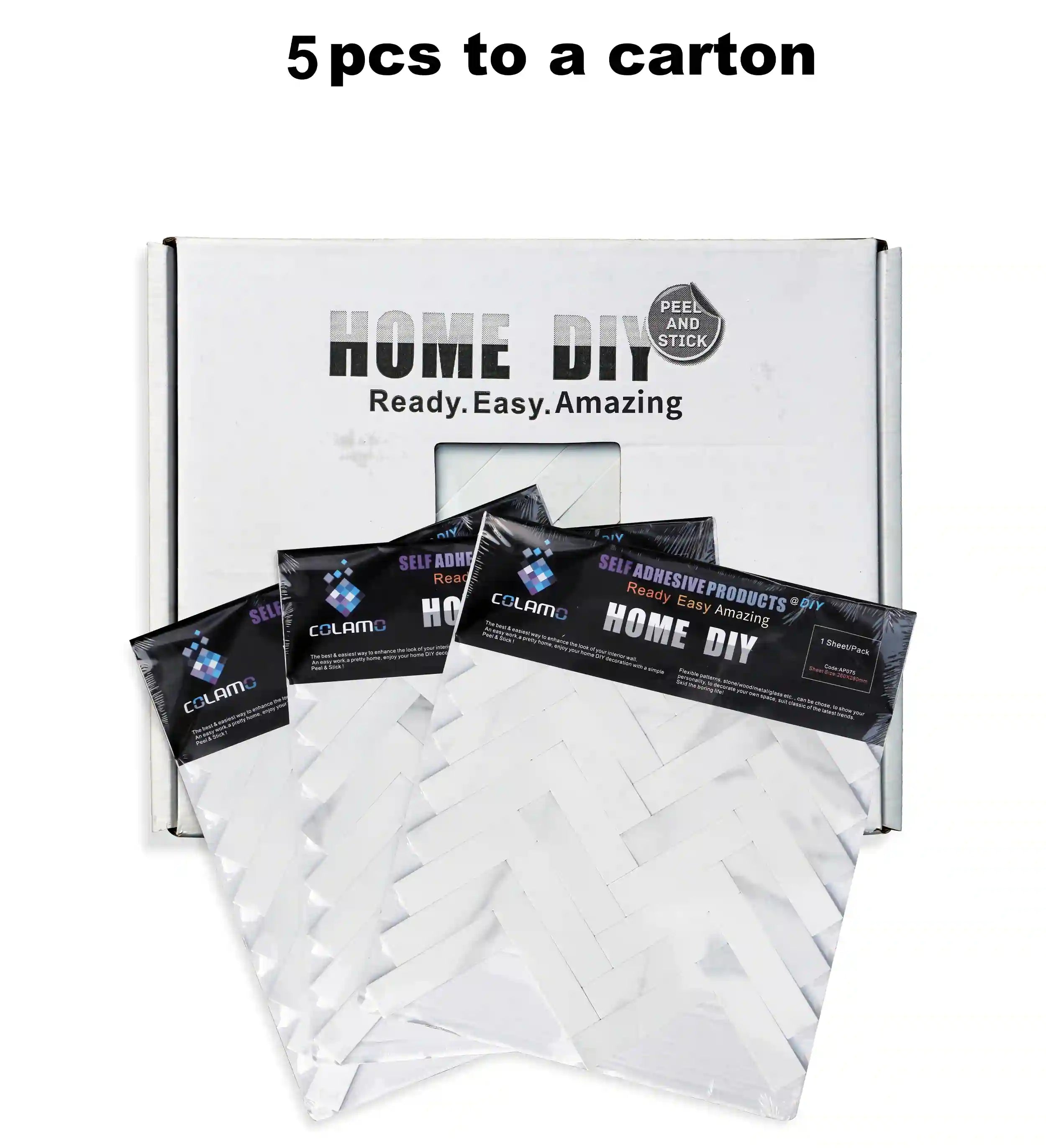 COLAMO Thick Carrara White Herringbone Peel and Stick Backsplash Marble Look Tiles