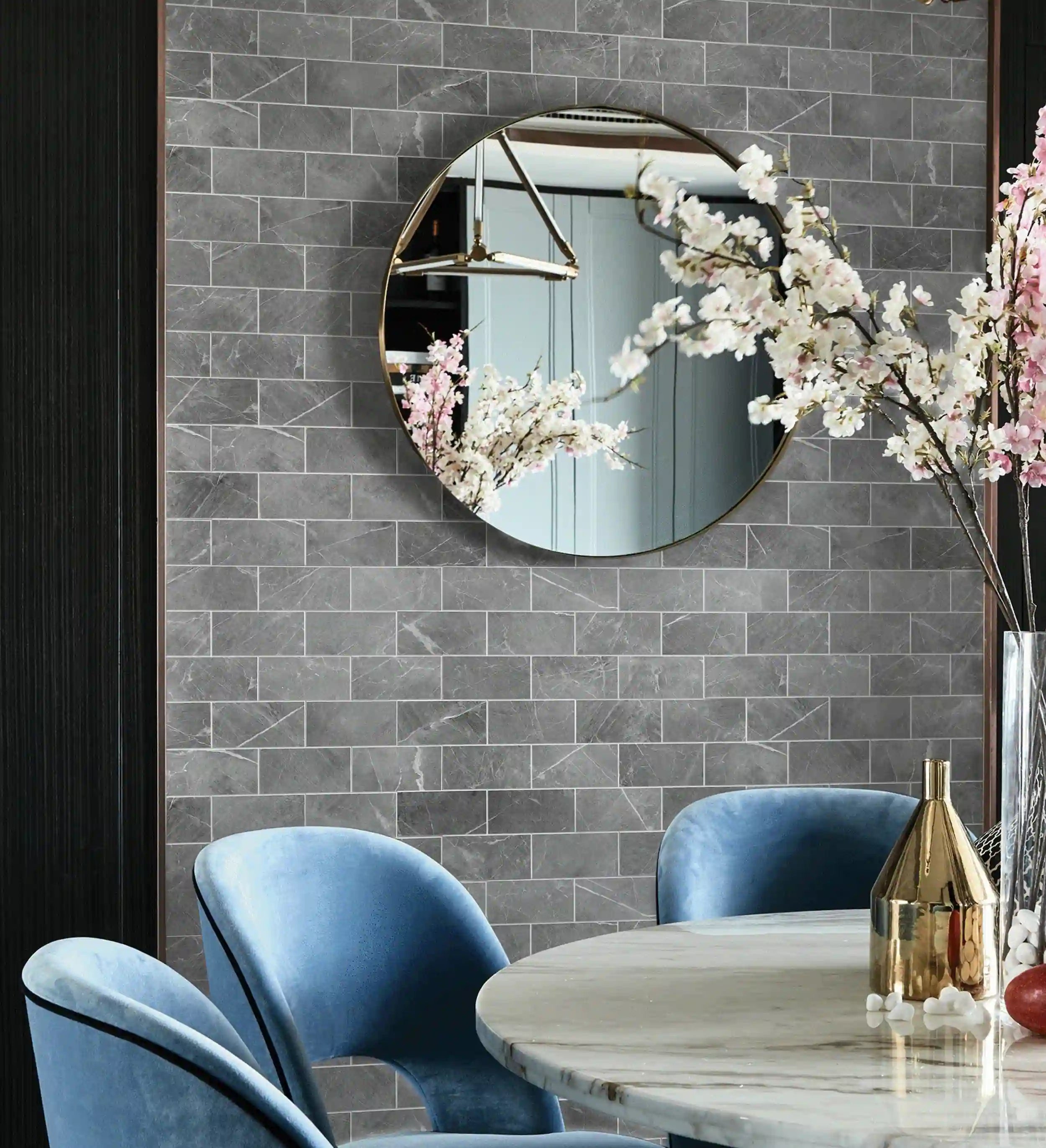 Dark-Gray-Vein-Peel-and-Stick-Subway-Tiles-for-accent-wall