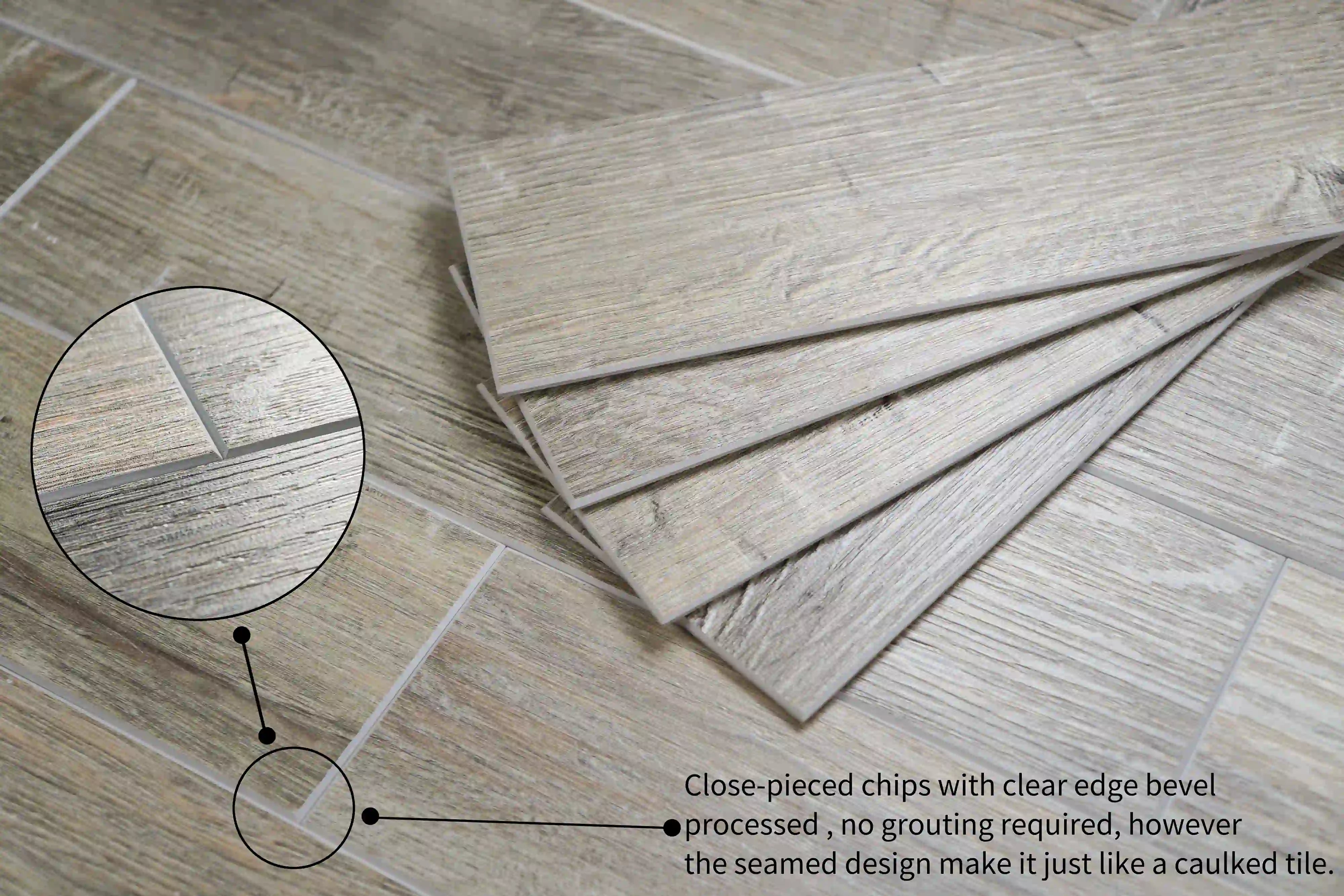 Carreaux COLAMO aspect bois vieilli chêne, crédences autocollantes, épaisses et rigides, imperméables