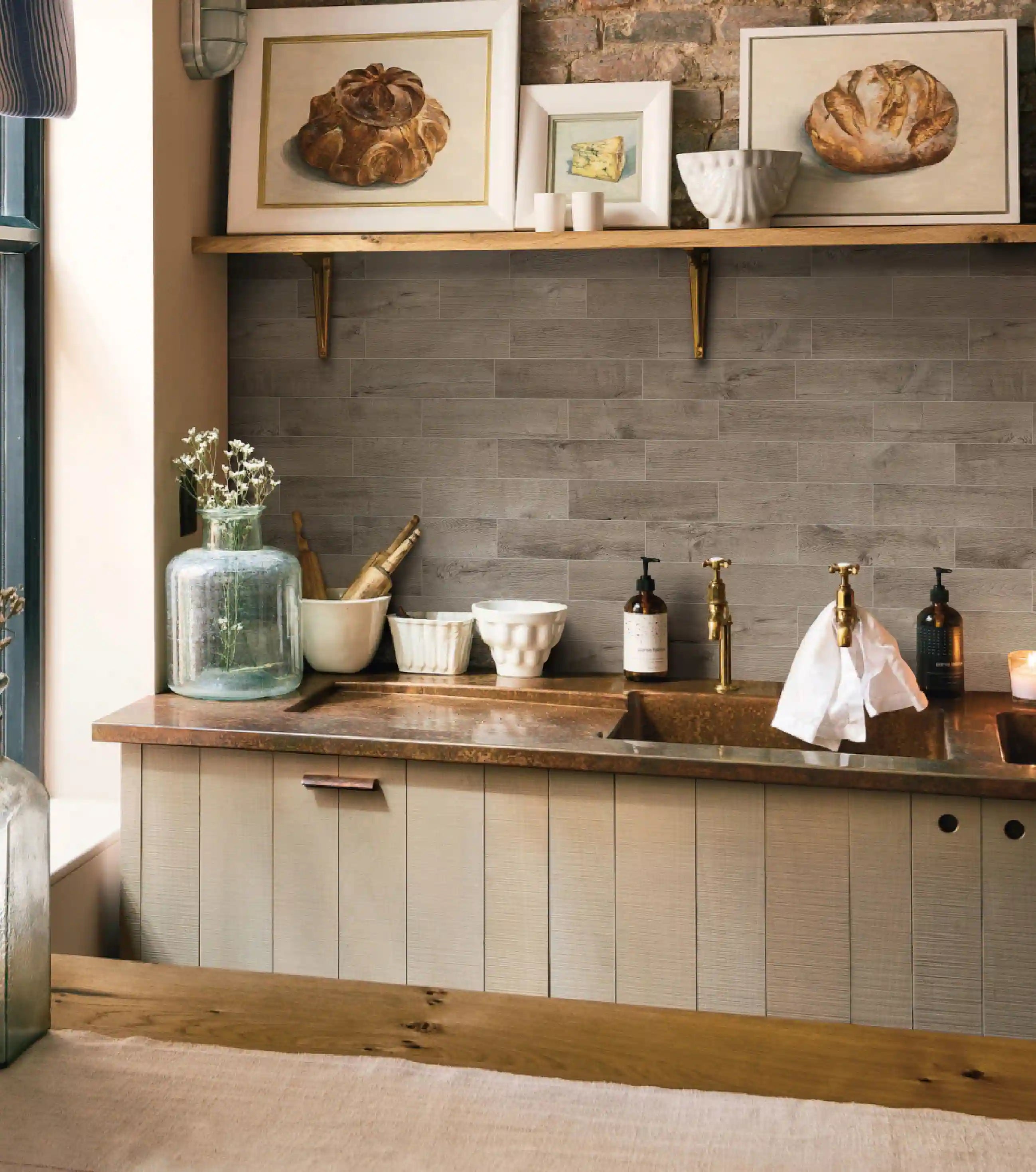 COLAMO Azulejos con apariencia de madera desgastada de roble gris niebla Placas para salpicaduras resistentes al agua, gruesas y rígidas, para despegar y pegar