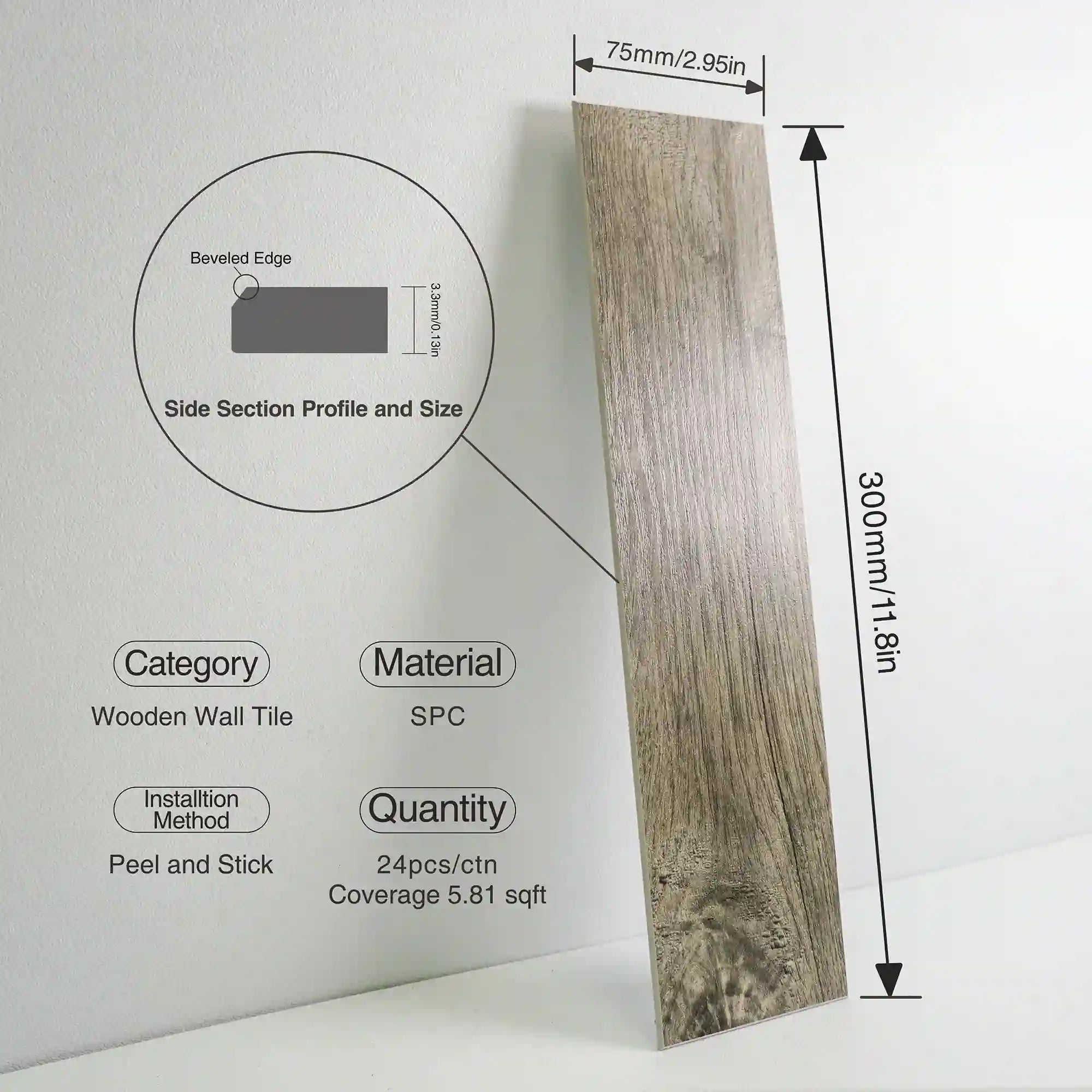 COLAMO Weathered Gray Oak Athens Wood Look Tiles Waterproof Thick Rigid Peel and Stick Backsplashes