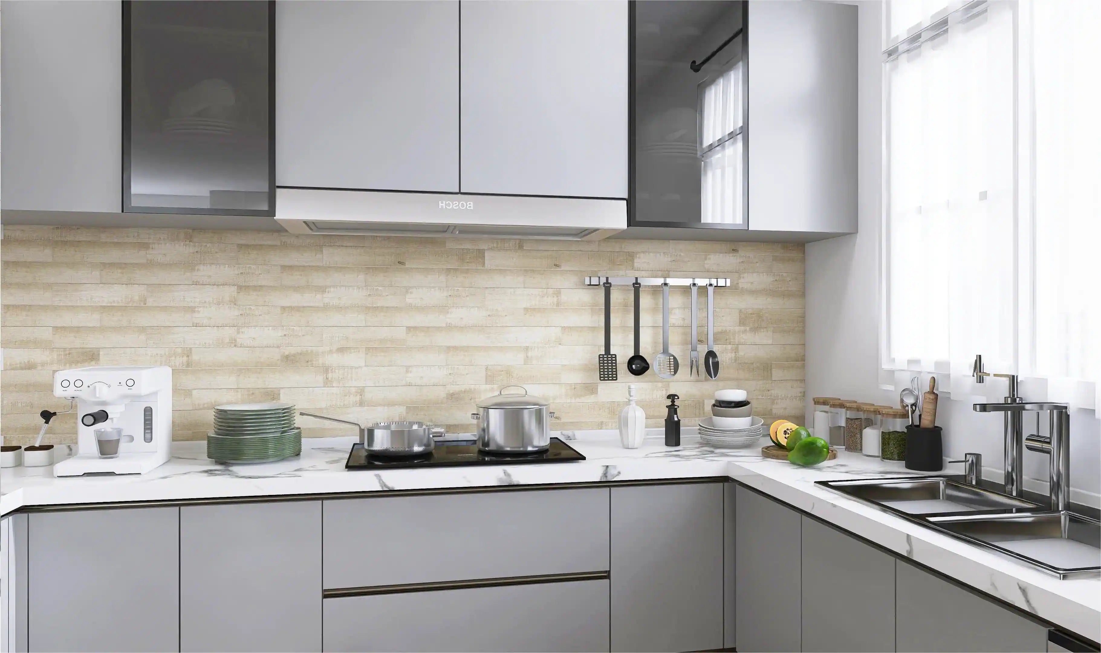 COLAMO Burlywood Weathered Wood Look Tiles Waterproof Reclaimed Barn Look Peel and Stick Backsplashes