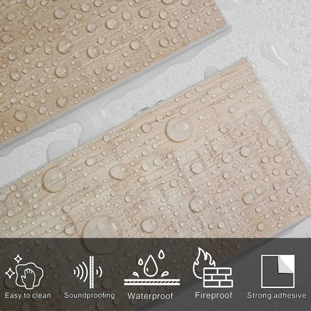 COLAMO Burlywood Weathered Wood Look Tiles Waterproof Reclaimed Barn Look Peel and Stick Backsplashes