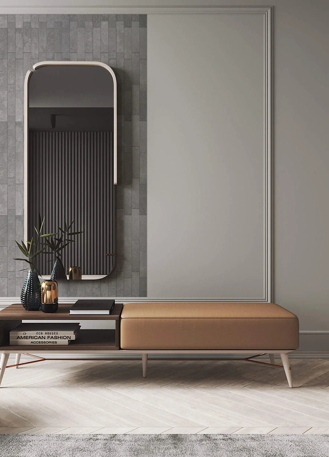 Crédence autocollante en carreaux de métro allongés COLAMO, gris clair