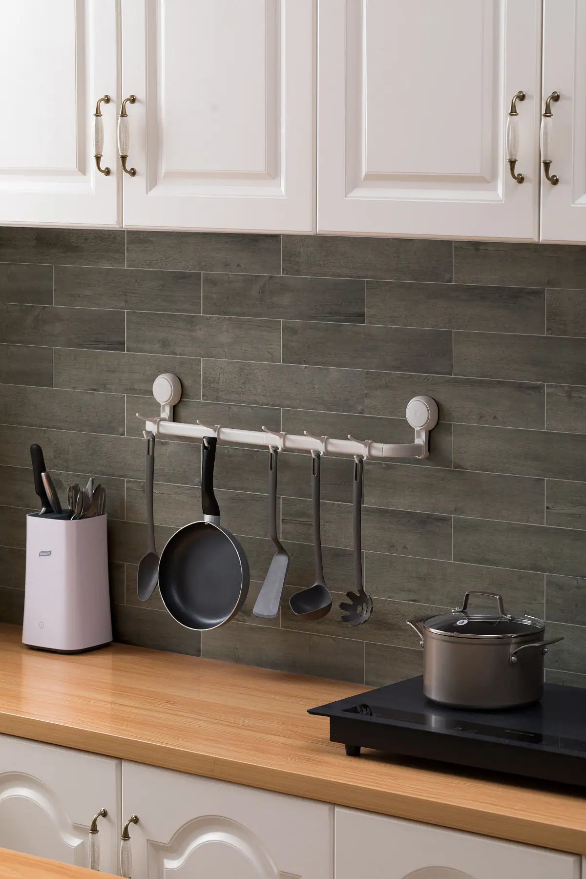 COLAMO Weathered Gray Oak Athens Wood Look Tiles Waterproof Thick Rigid Peel and Stick Backsplashes