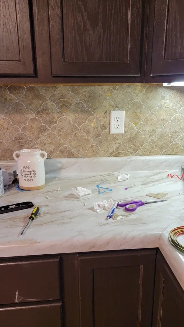 Cloud Yarn Mosaic Peel and Stick Tiles Backsplash, Sunrise Gold