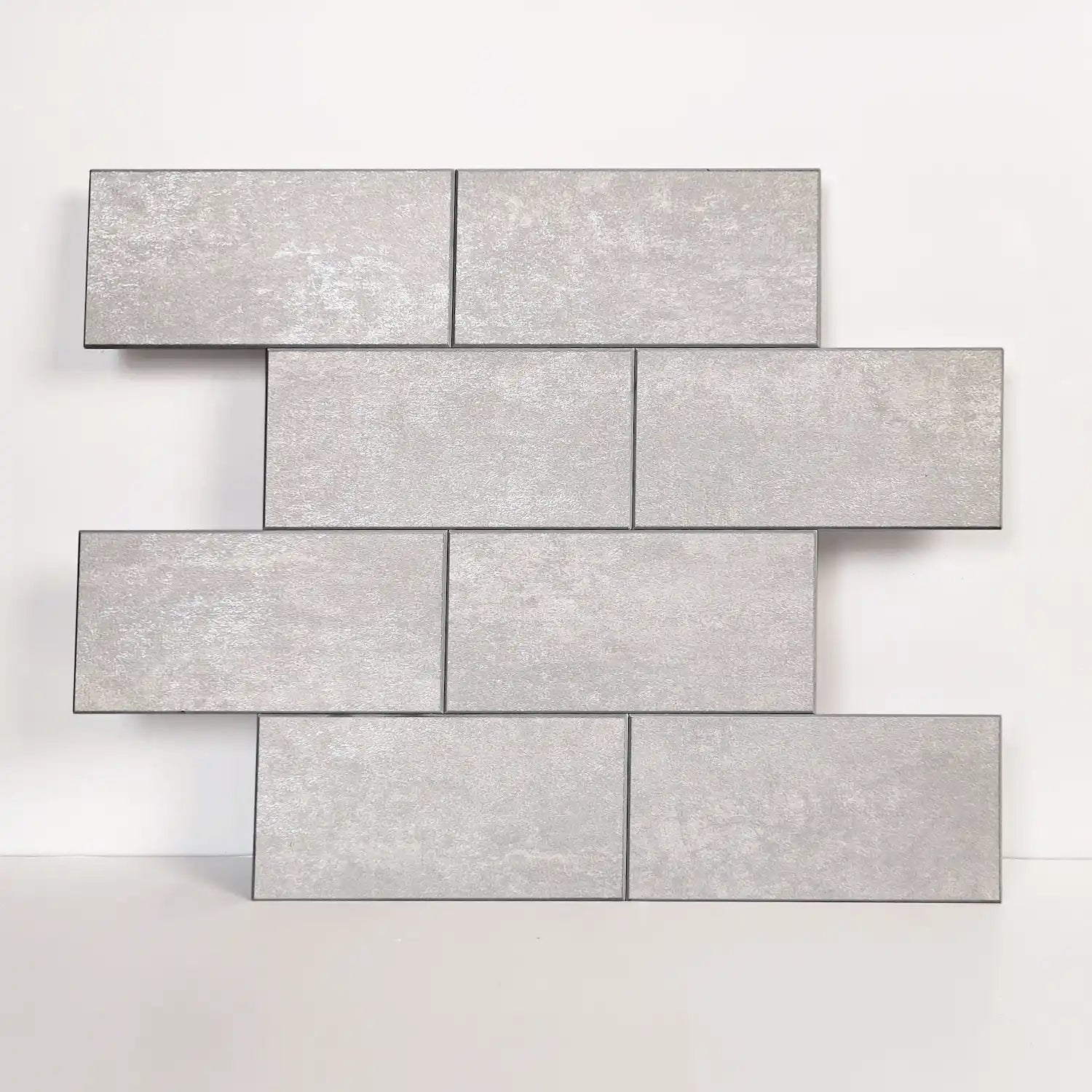 COLAMO Stone Gray Peel and Stick Subway Tiles Backsplash with Grout Look
