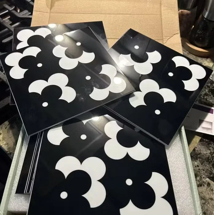 COLAMO Glossy Black Self Adhesive Graphic Tile Waterproof Peel and Stick Backsplash