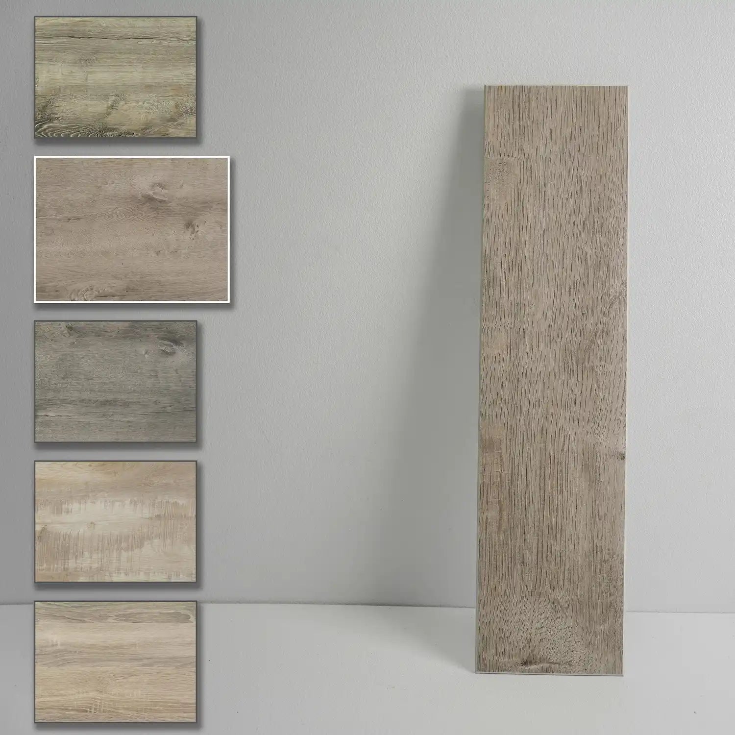 COLAMO Mist Gray Oak Weathered Wood Look Tiles Waterproof Thick Rigid Peel and Stick Backsplashes