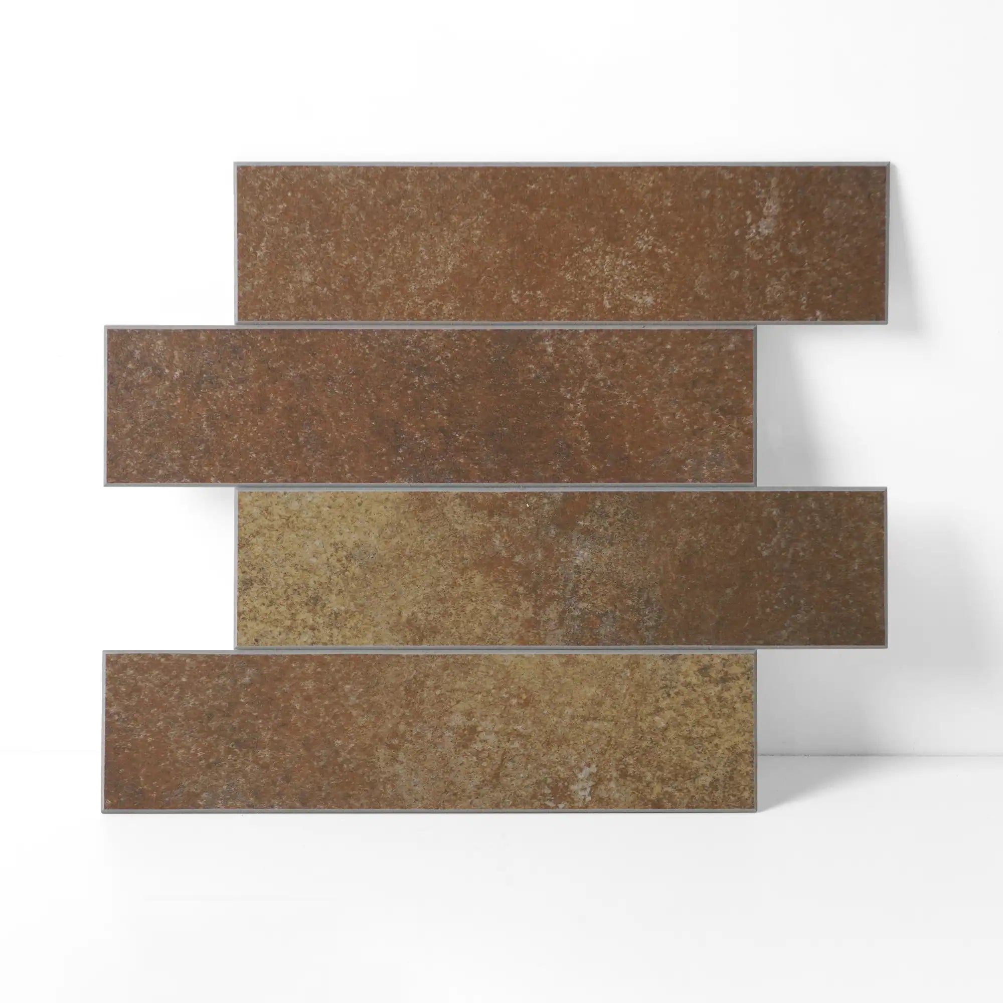 COLAMO Elongated Subway Tiles Peel & Stick Backsplash, Terracotta, Rusty Brown
