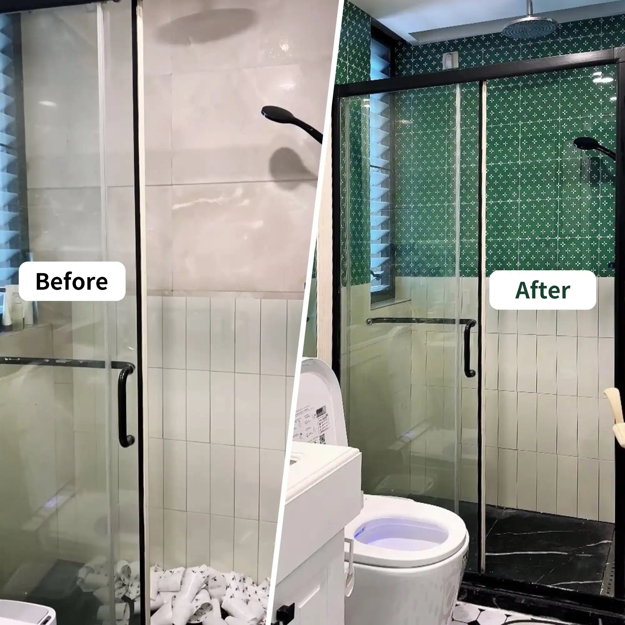 Crédence autocollante à motif de pois verts brillants COLAMO