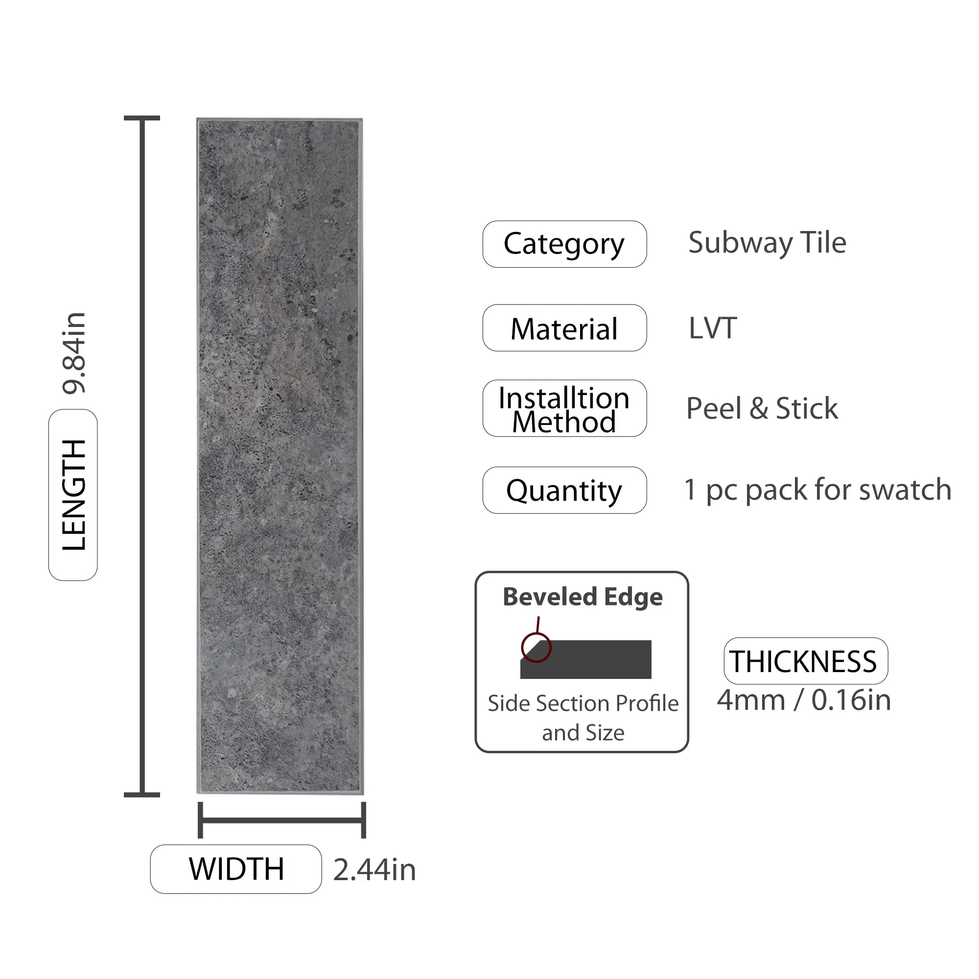 COLAMO Elongated Subway Tiles Peel & Stick Backsplash, Black Onyx