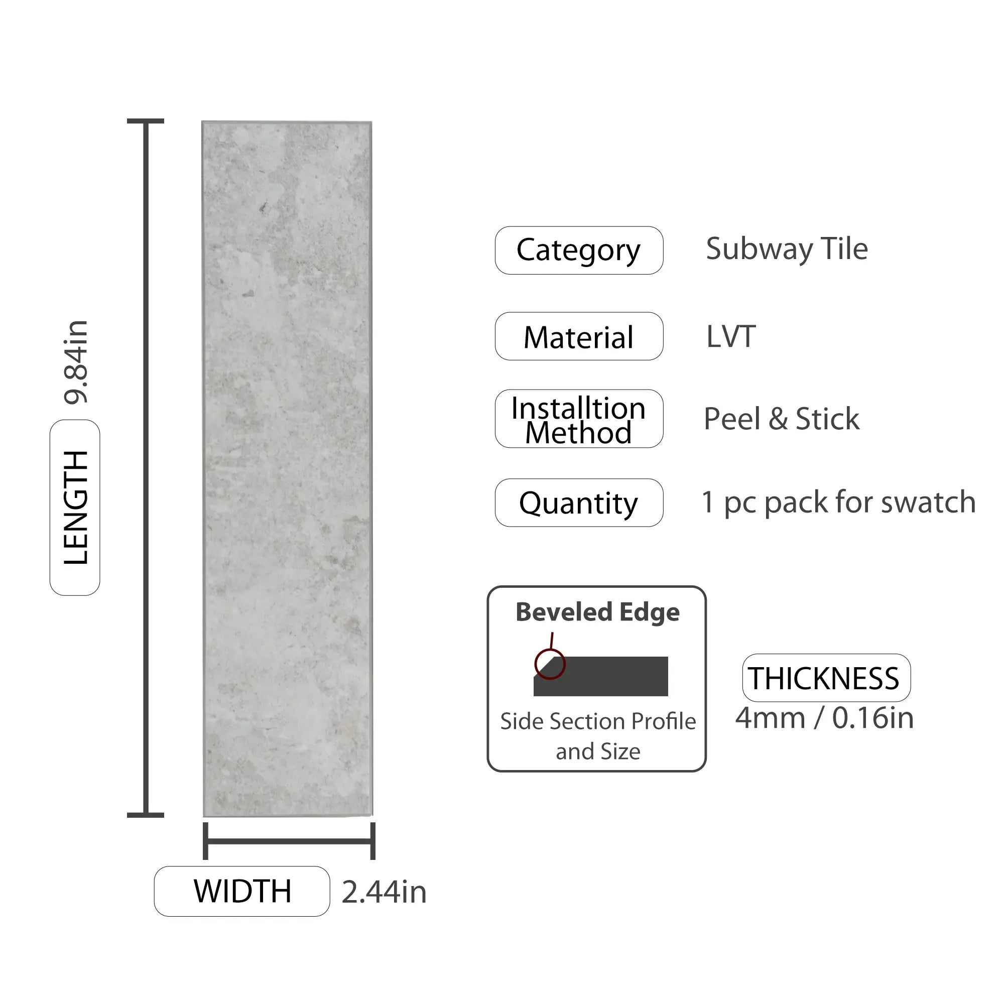 COLAMO - Protector contra salpicaduras alargado para azulejos tipo metro, color gris claro