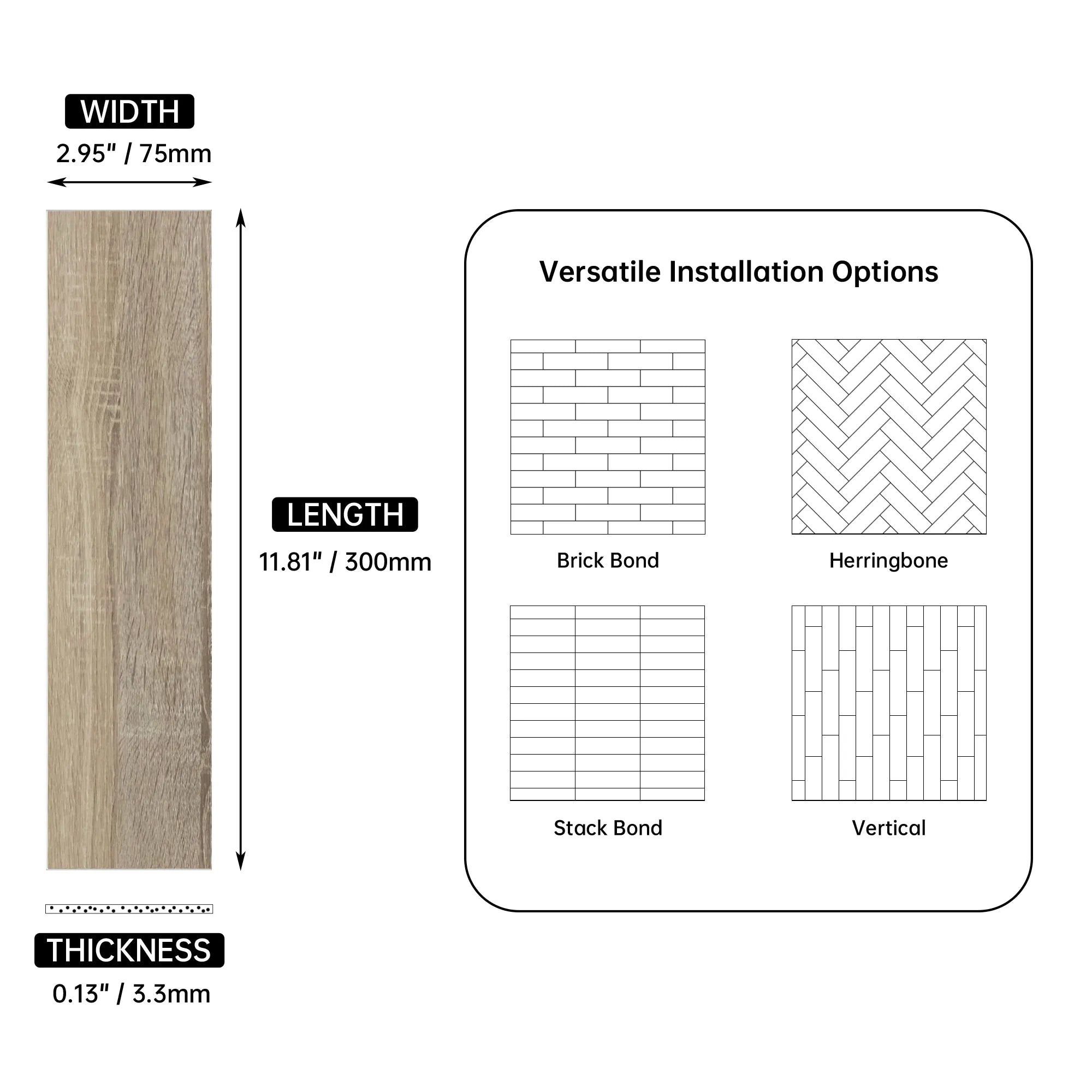 COLAMO Greige Oak Wood Look Tiles - 3D Textured Peel and Stick Backsplash