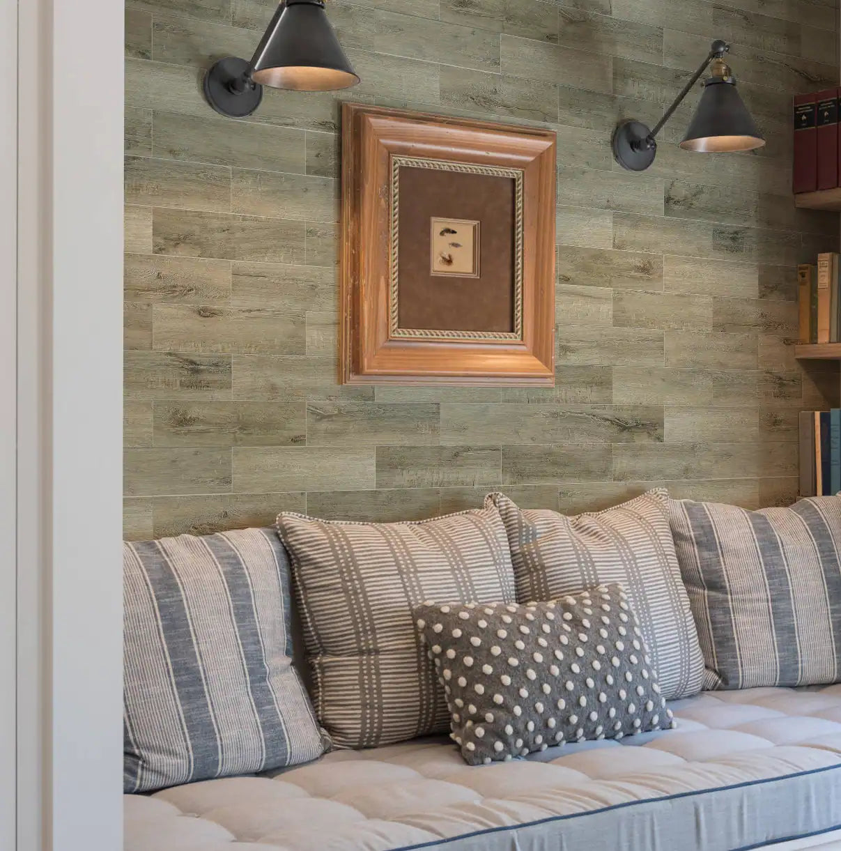 COLAMO Oak Weathered Wood Look Tiles Waterproof Thick Rigid Peel and Stick Backsplashes