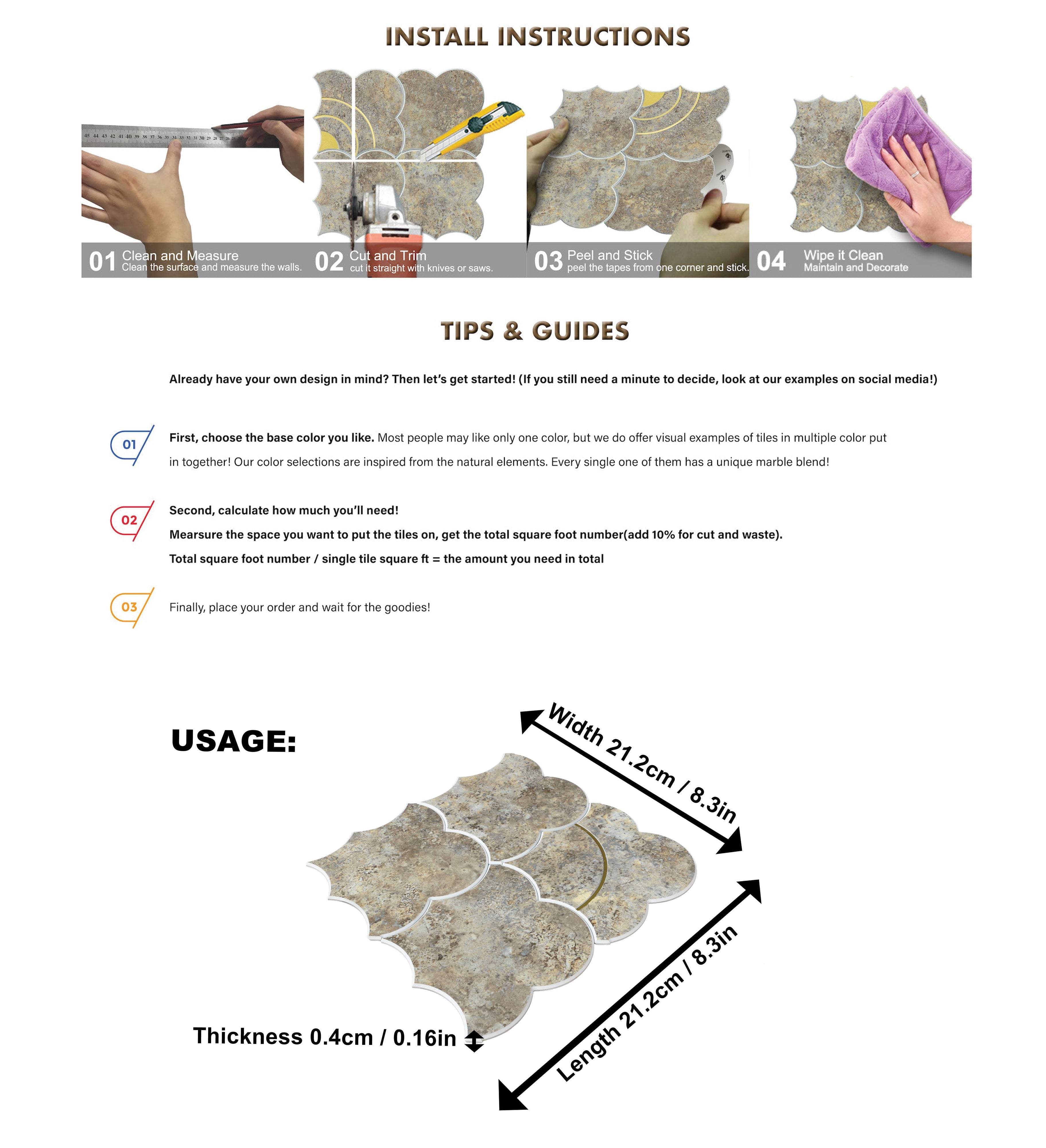 Cloud Yarn Mosaic Peel and Stick Tiles Backsplash, Sunrise Gold